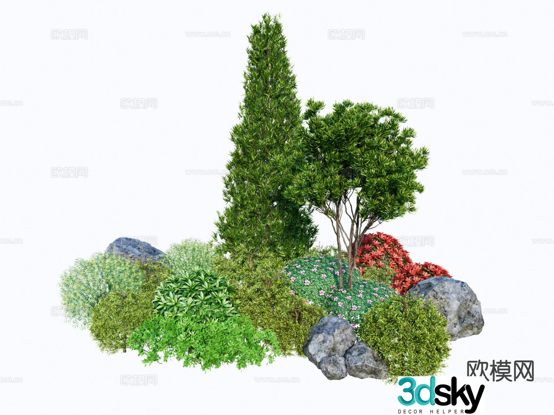 Modern landscape plants Garden shrubs Plant pile 3d model
