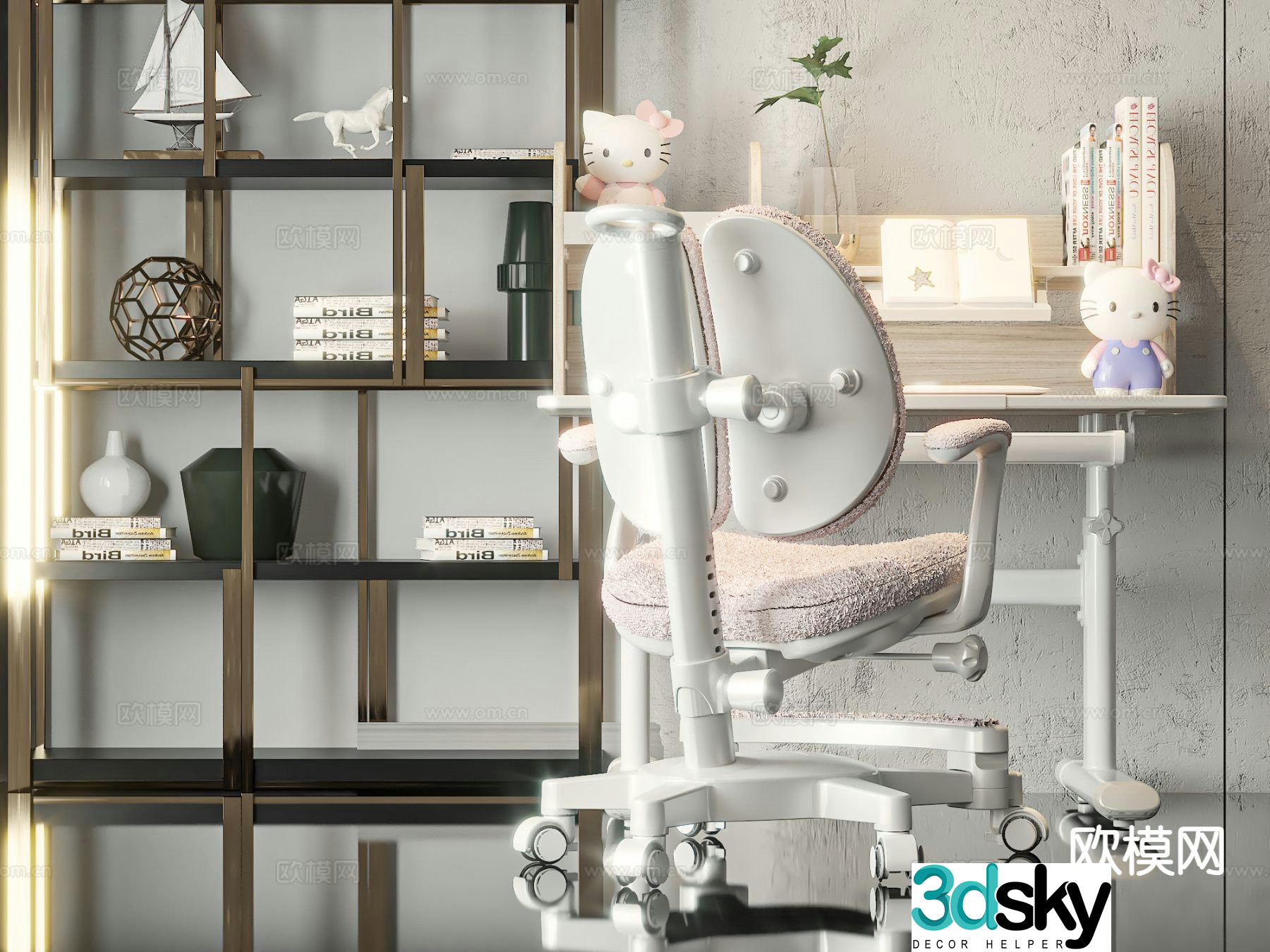 Modern children’s desk writing desk 3d model