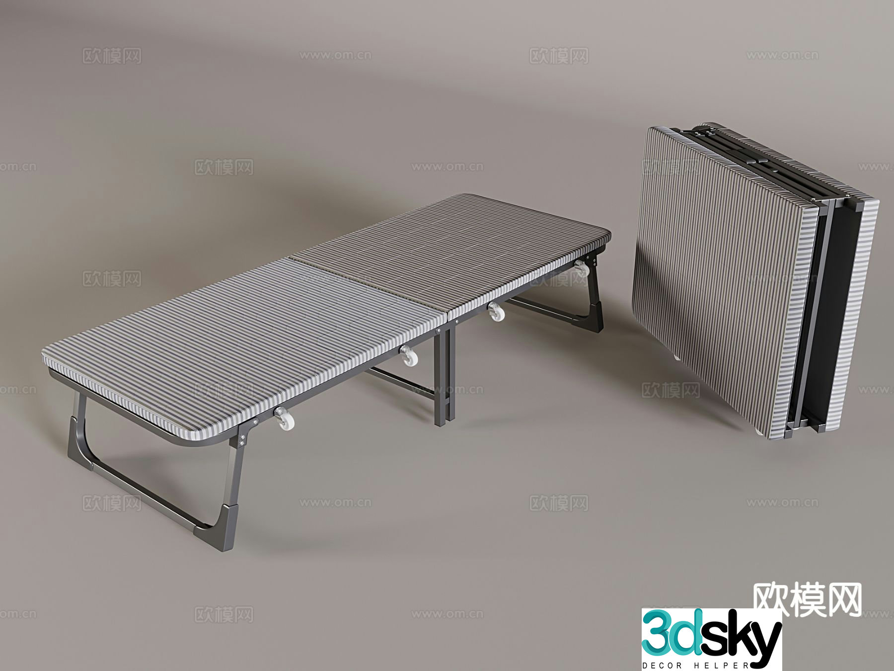 Modern folding bed lunch break bed 3d model