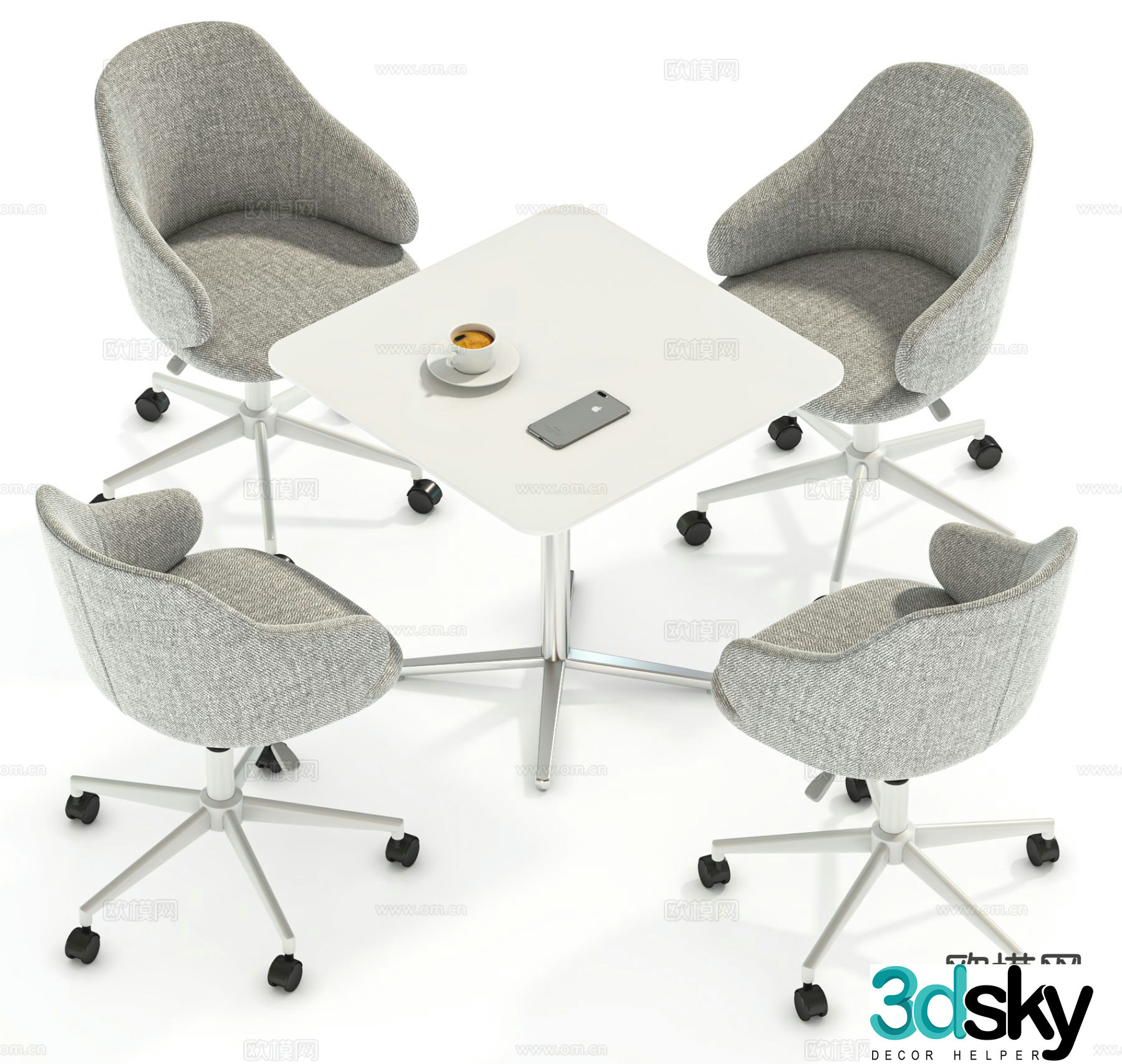 Modern negotiation table and chair casual table and chair 3D model