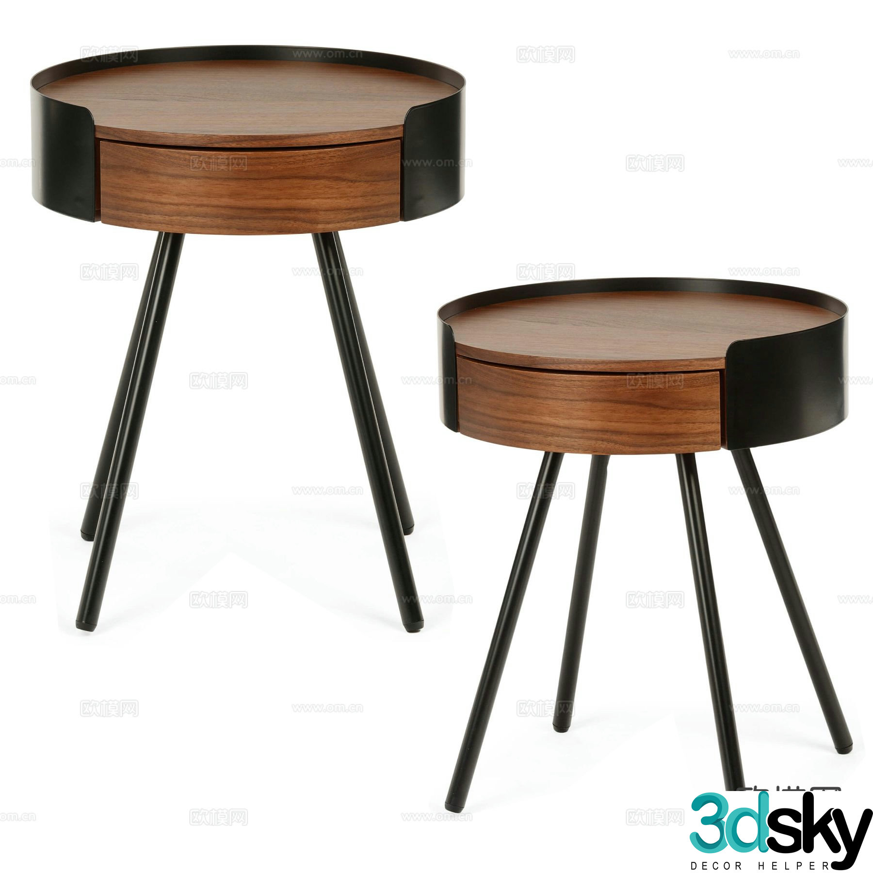 Modern bedside table round table 3d model