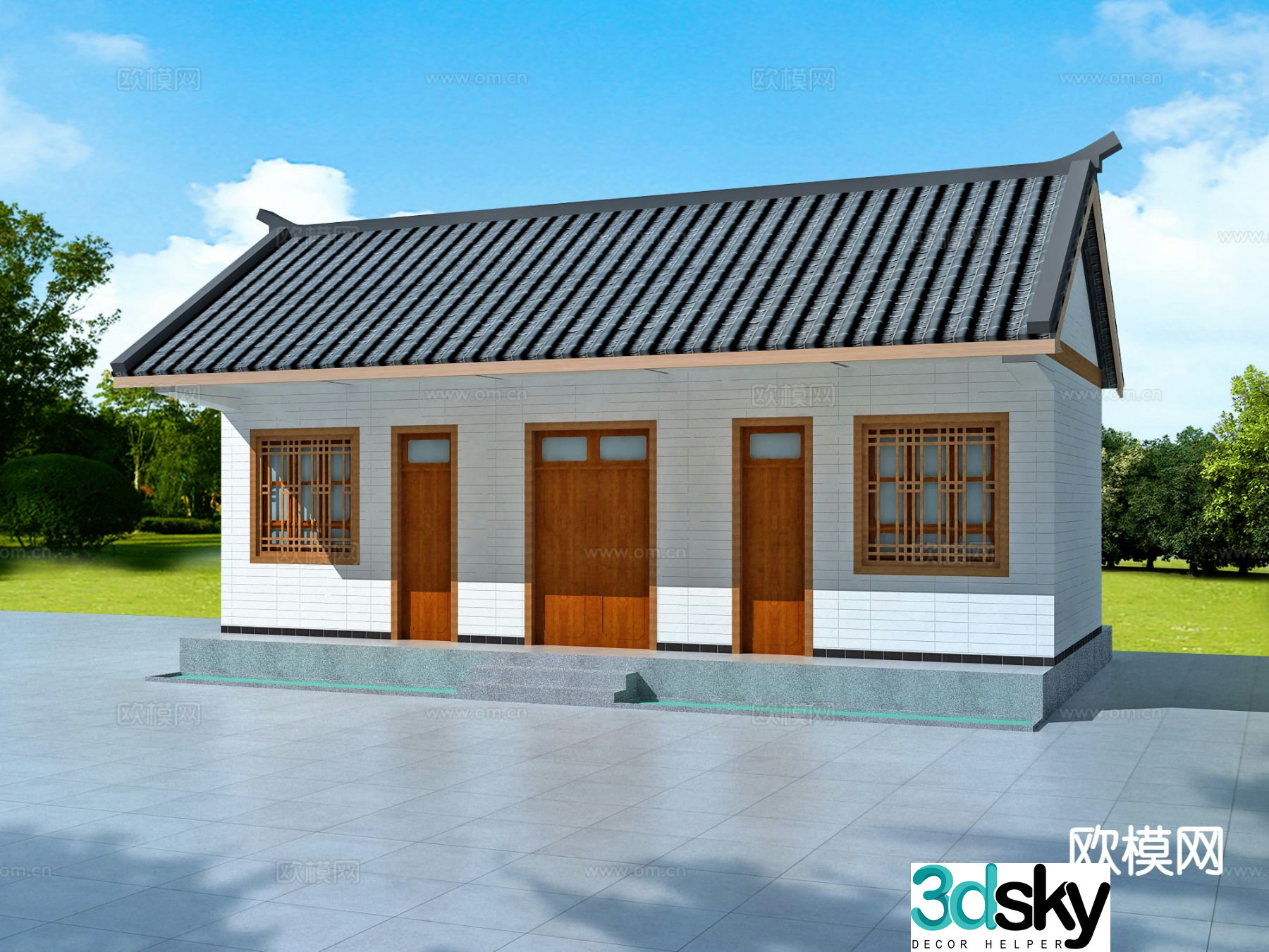 New Chinese style rural house traditional house renovation 3D model
