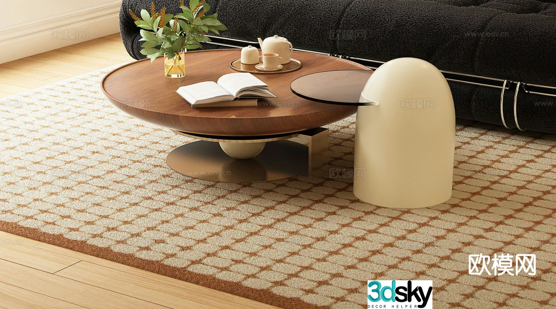 Medieval style mother-in-law coffee table 3D model