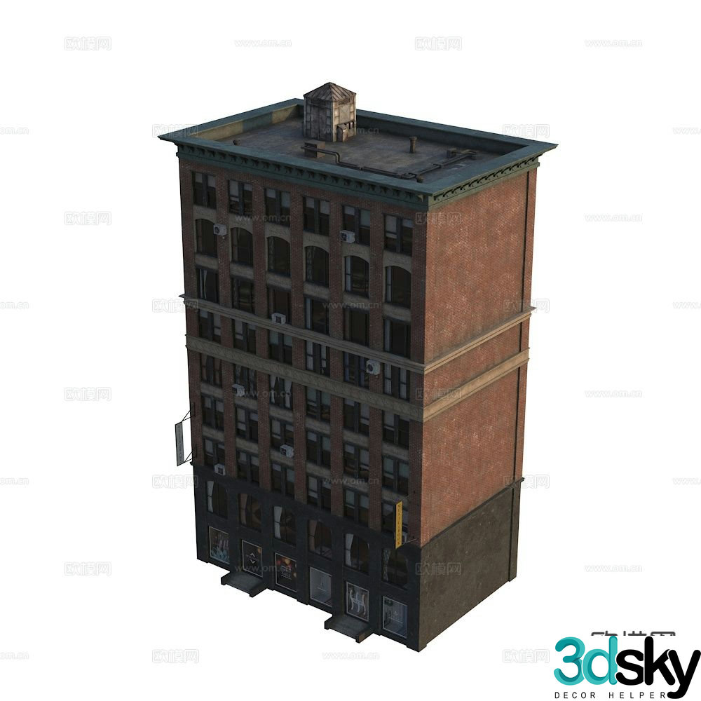 European style office building exterior 3D model