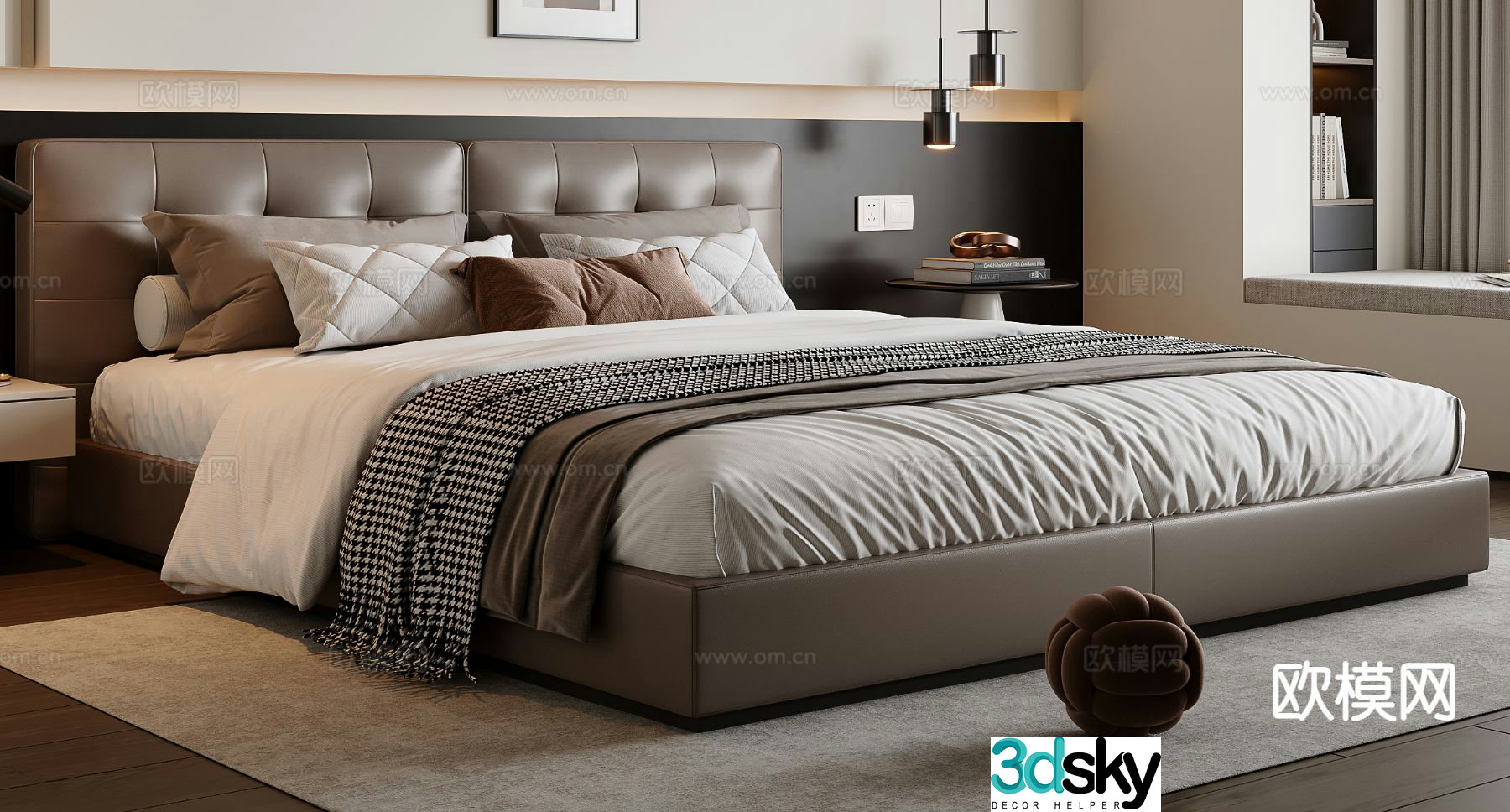 Italian double bed 3d model