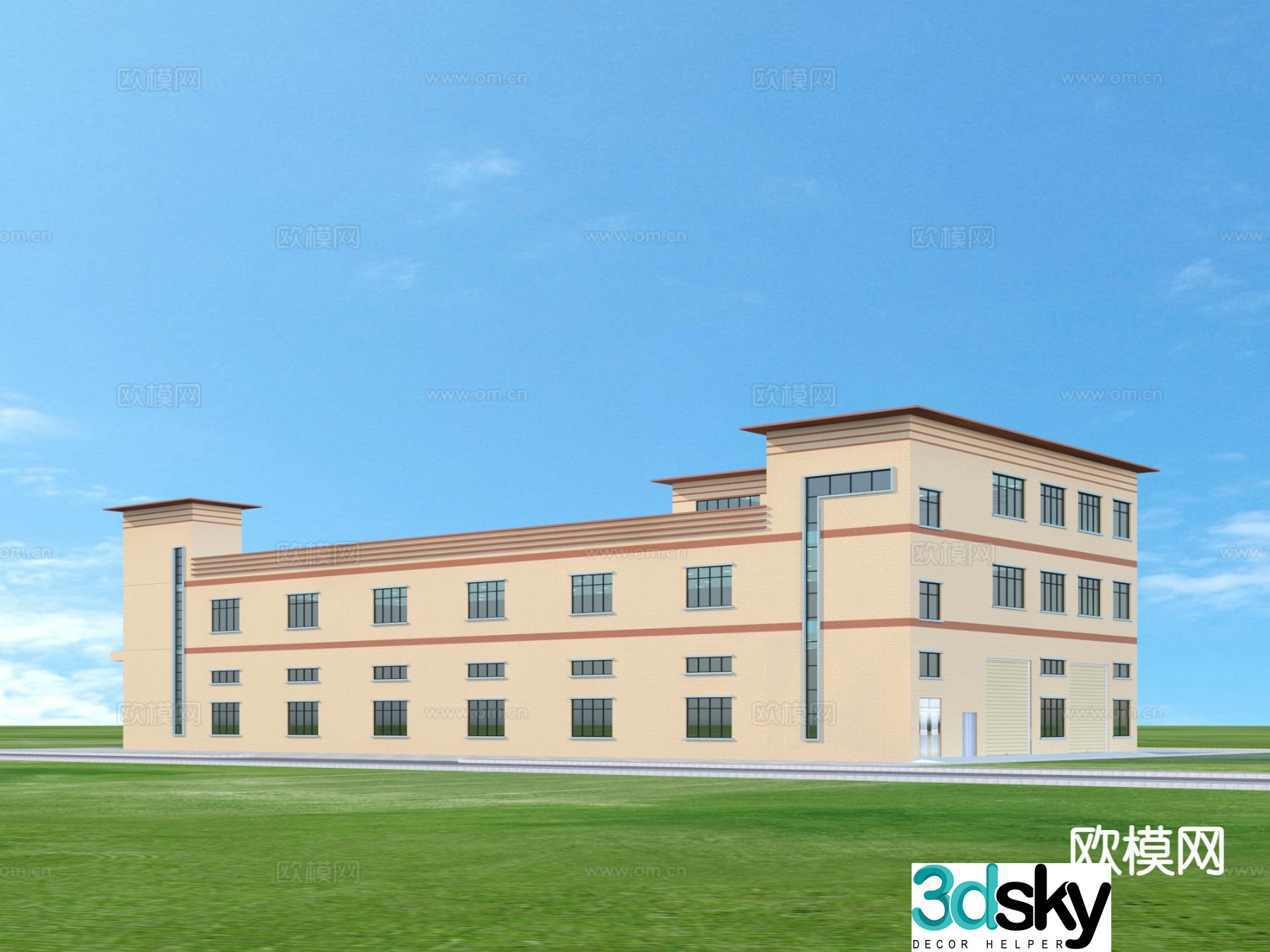 Factory office building exterior 3d model
