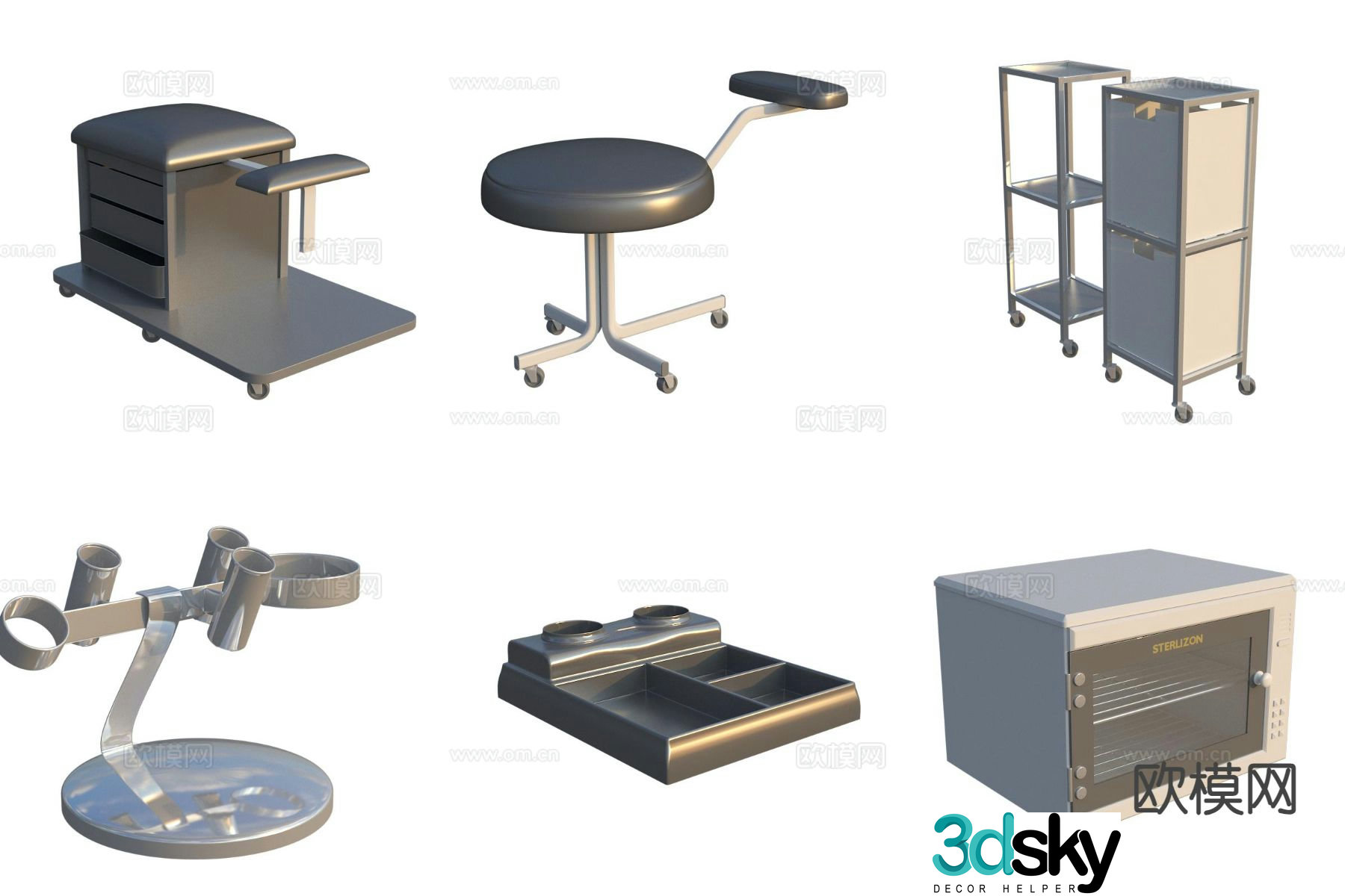 Barbershop equipment storage rack locker 3d model