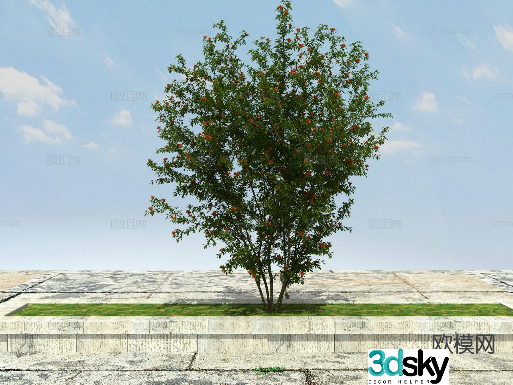 Landscape tree Big tree Pomegranate tree 3d model