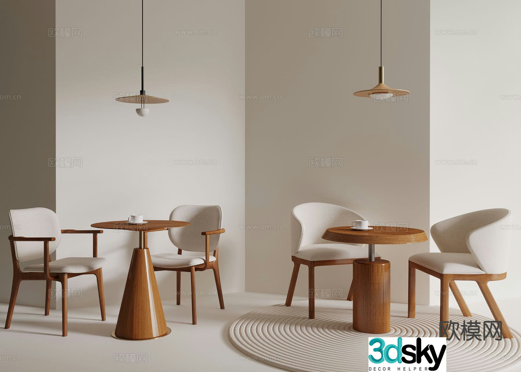 Medieval style leisure table and chairs 3D model