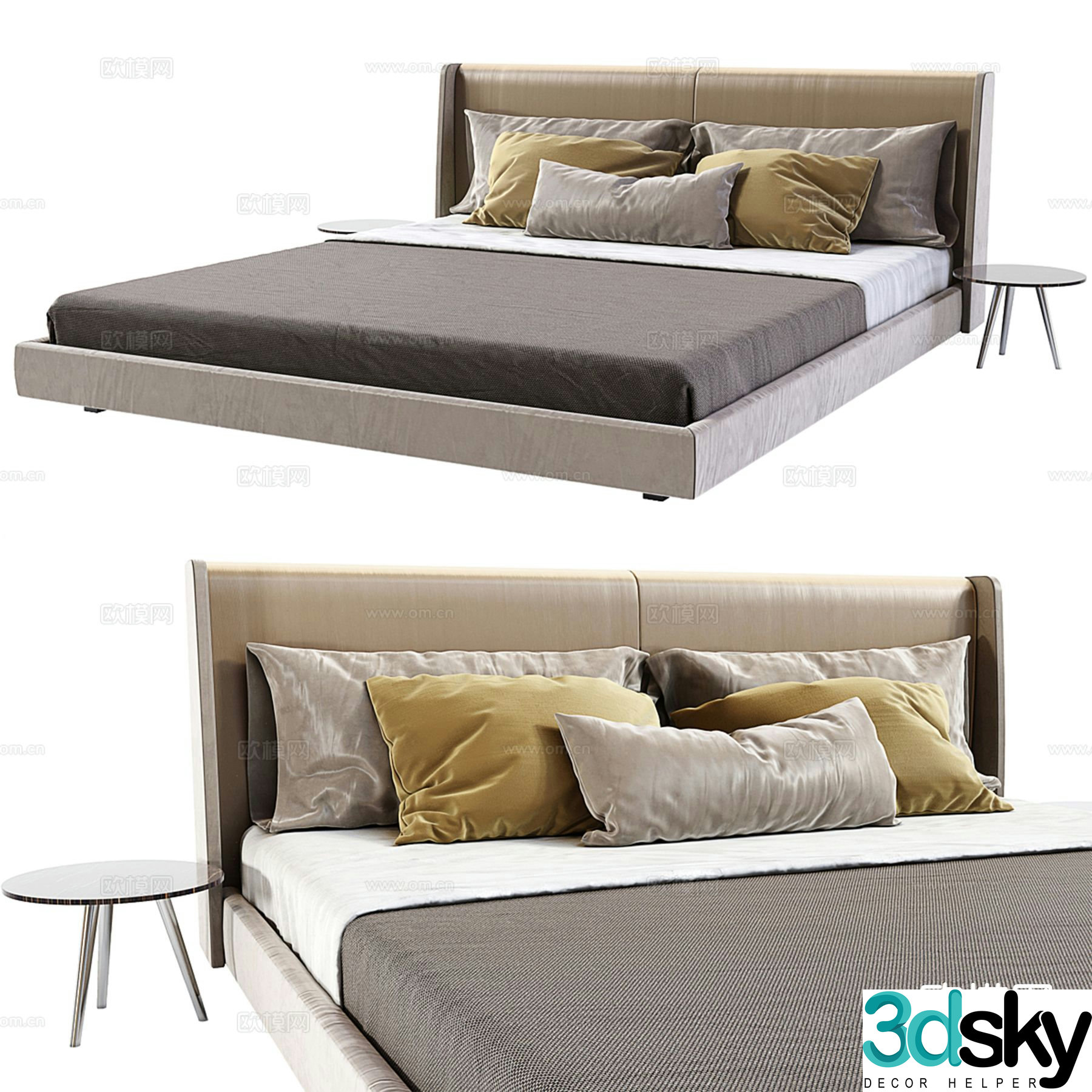 Laskasas Miranda double bed 3d model