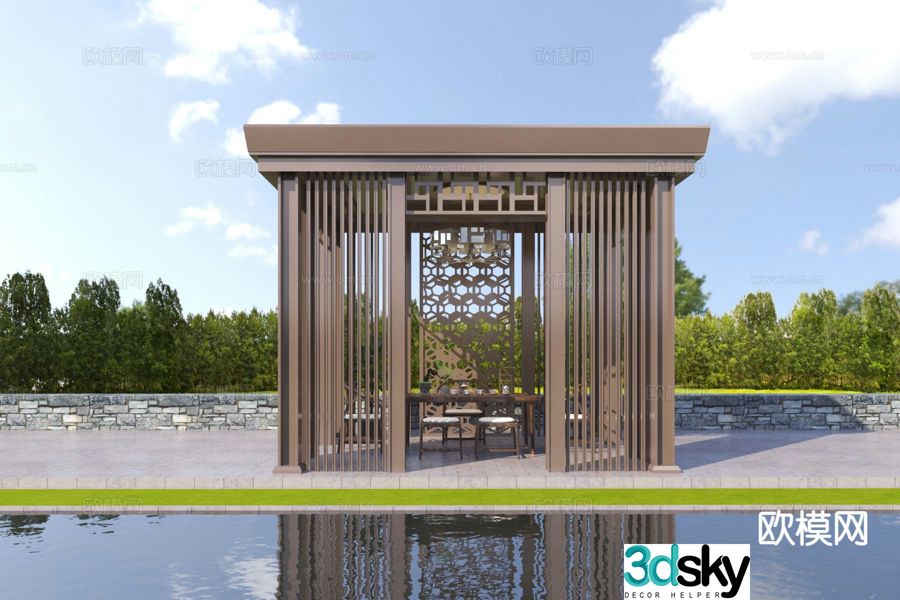 New Chinese style pavilion landscape pavilion pavilion 3d model