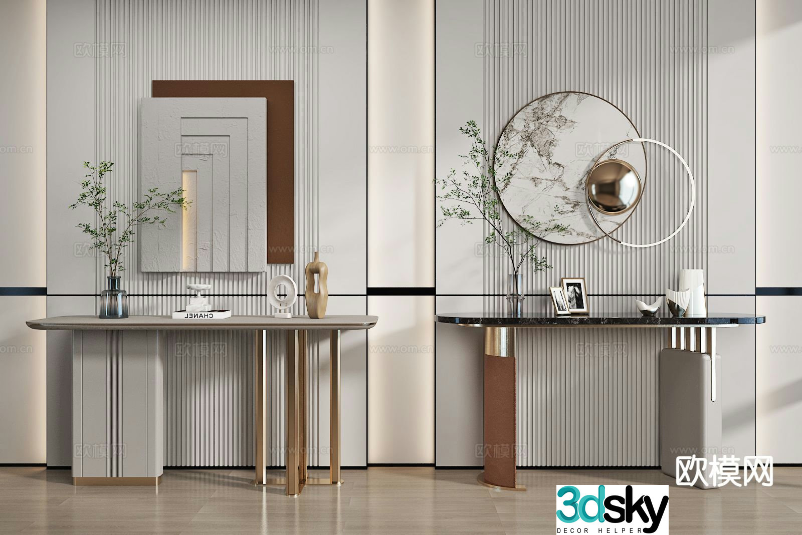 Modern entrance door case 3D model of end viewing platform