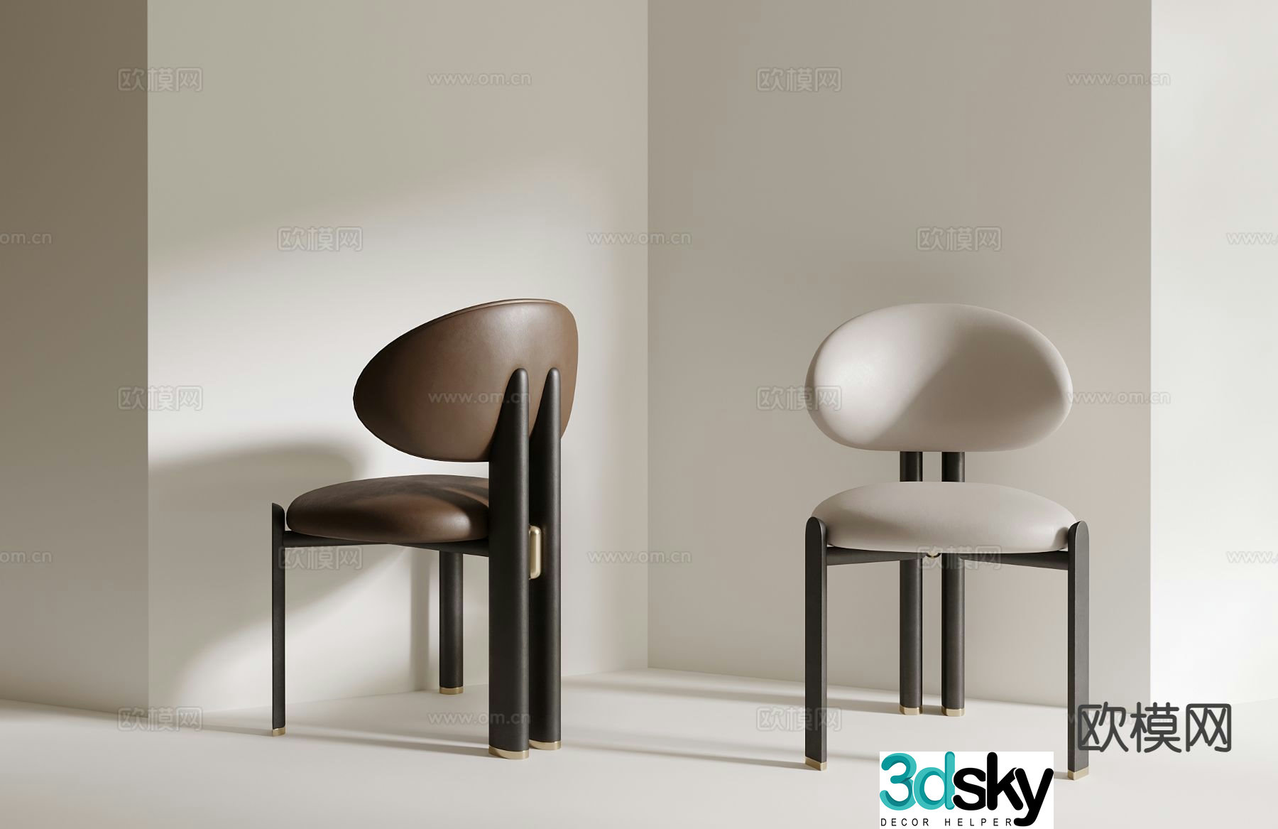 Medieval style chair dining chair leather chair 3d model