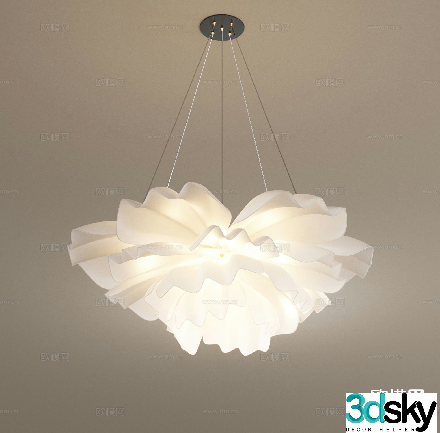 Creamy Chandelier Flower Chandelier 3d Model