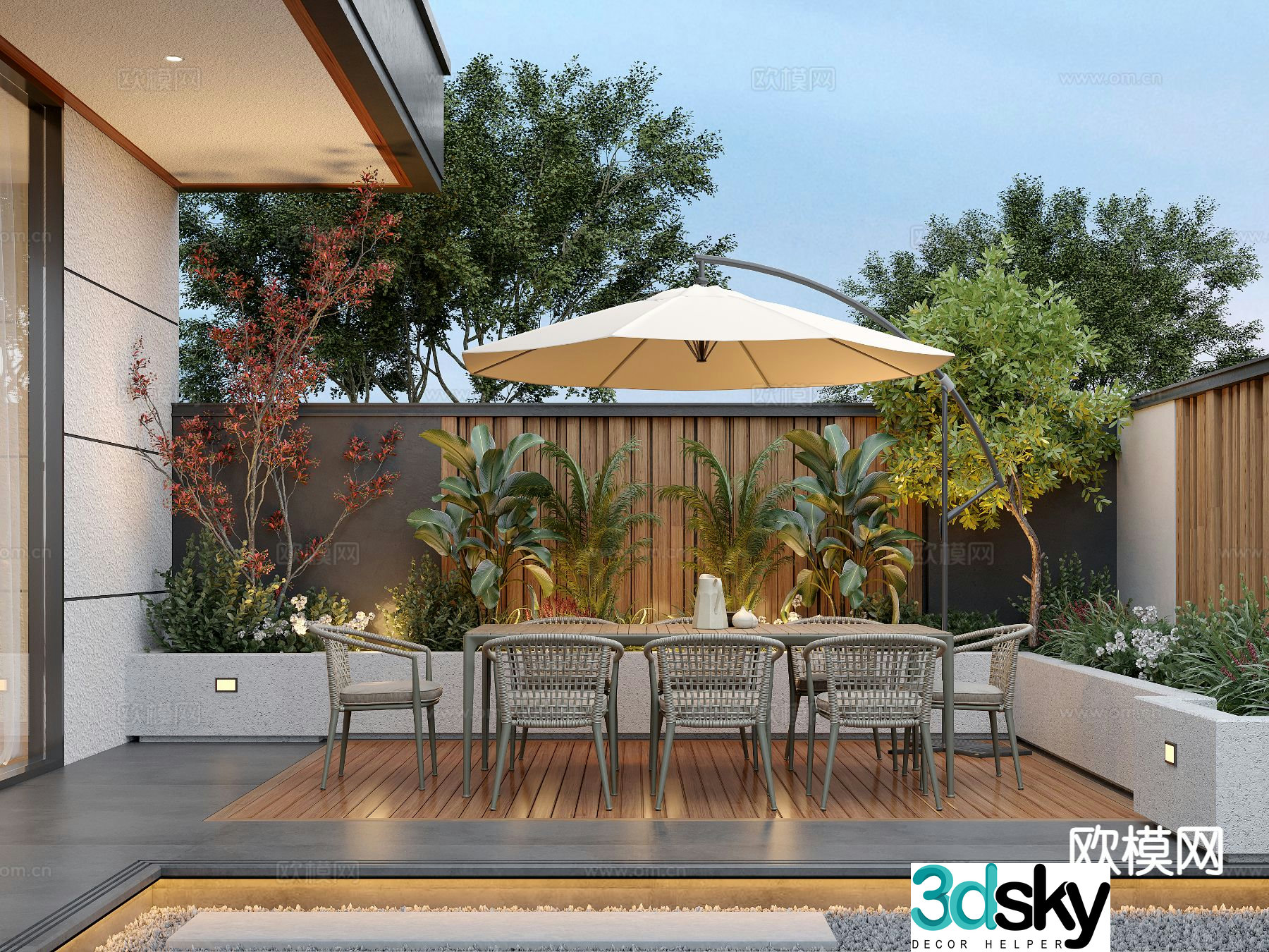Modern leisure courtyard 3d model