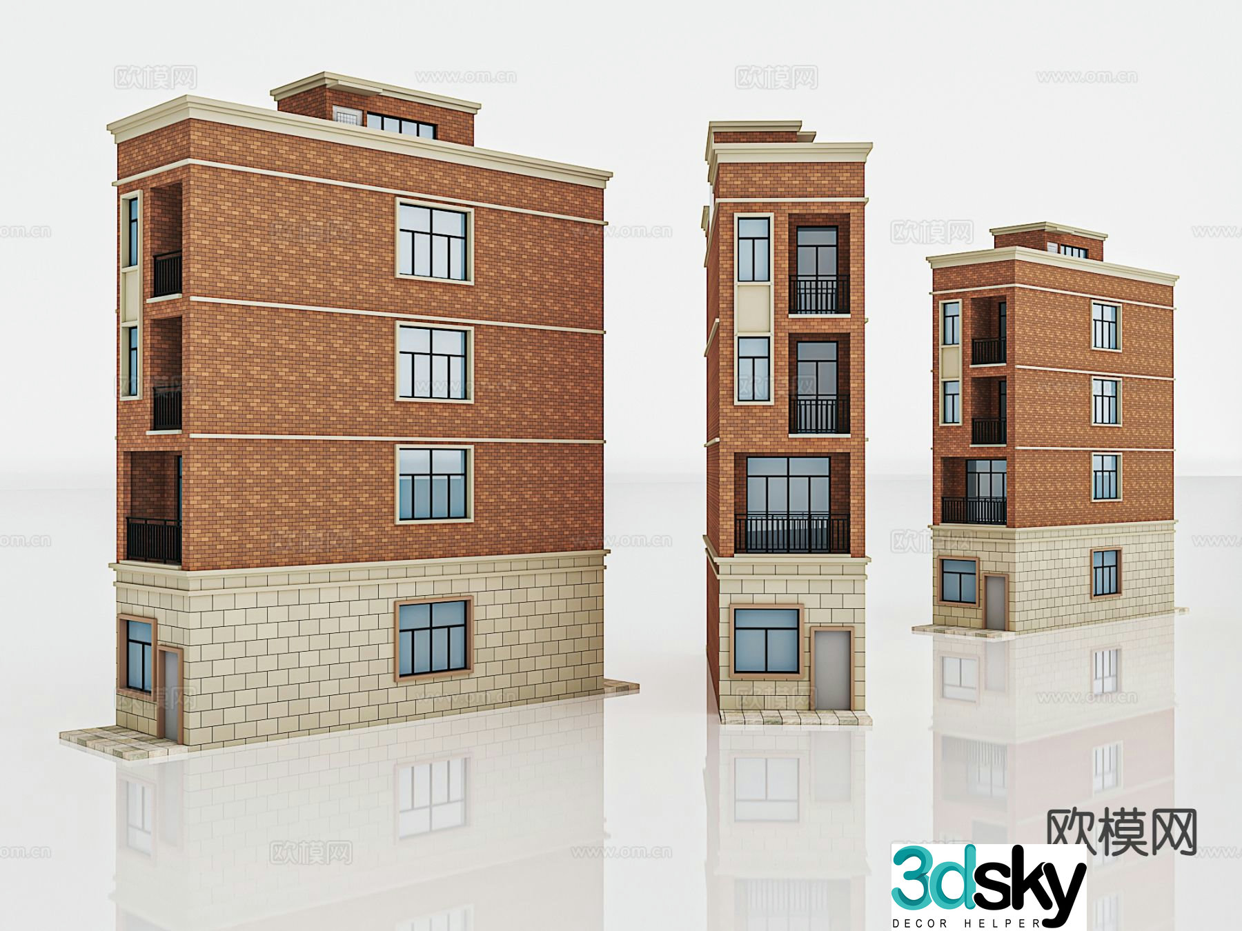Multi-story residential building building house single building 3D model