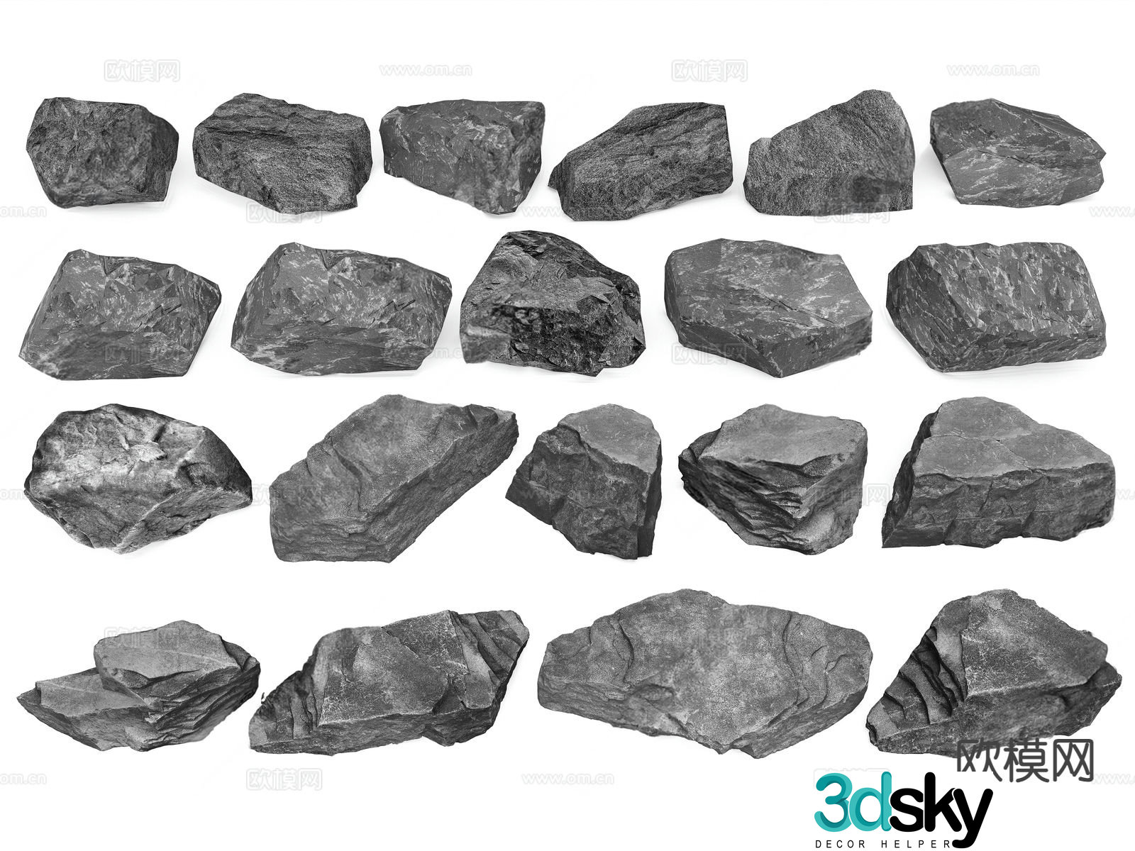 Courtyard stones landscape stones paving stones 3D model