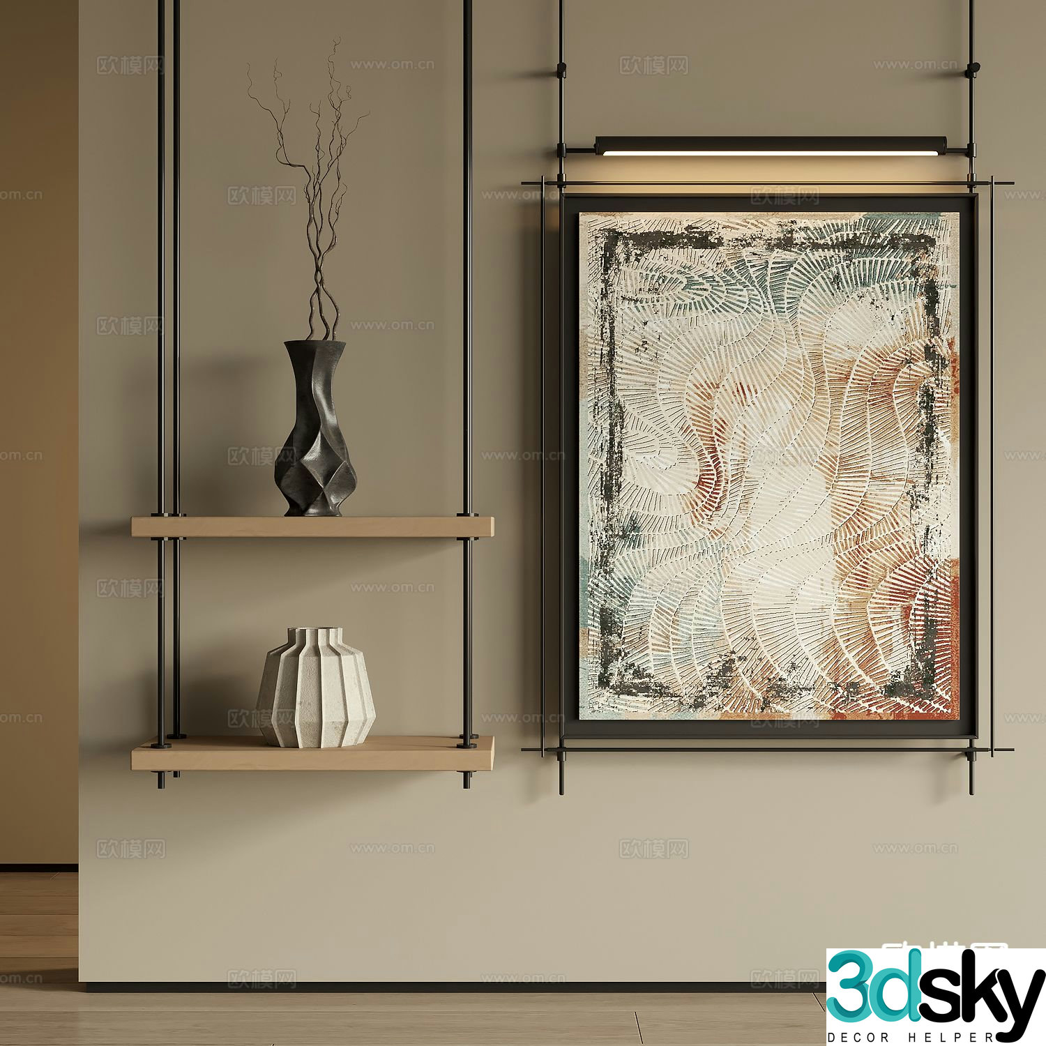 Middle-aged art painting texture painting decorative painting 3D model
