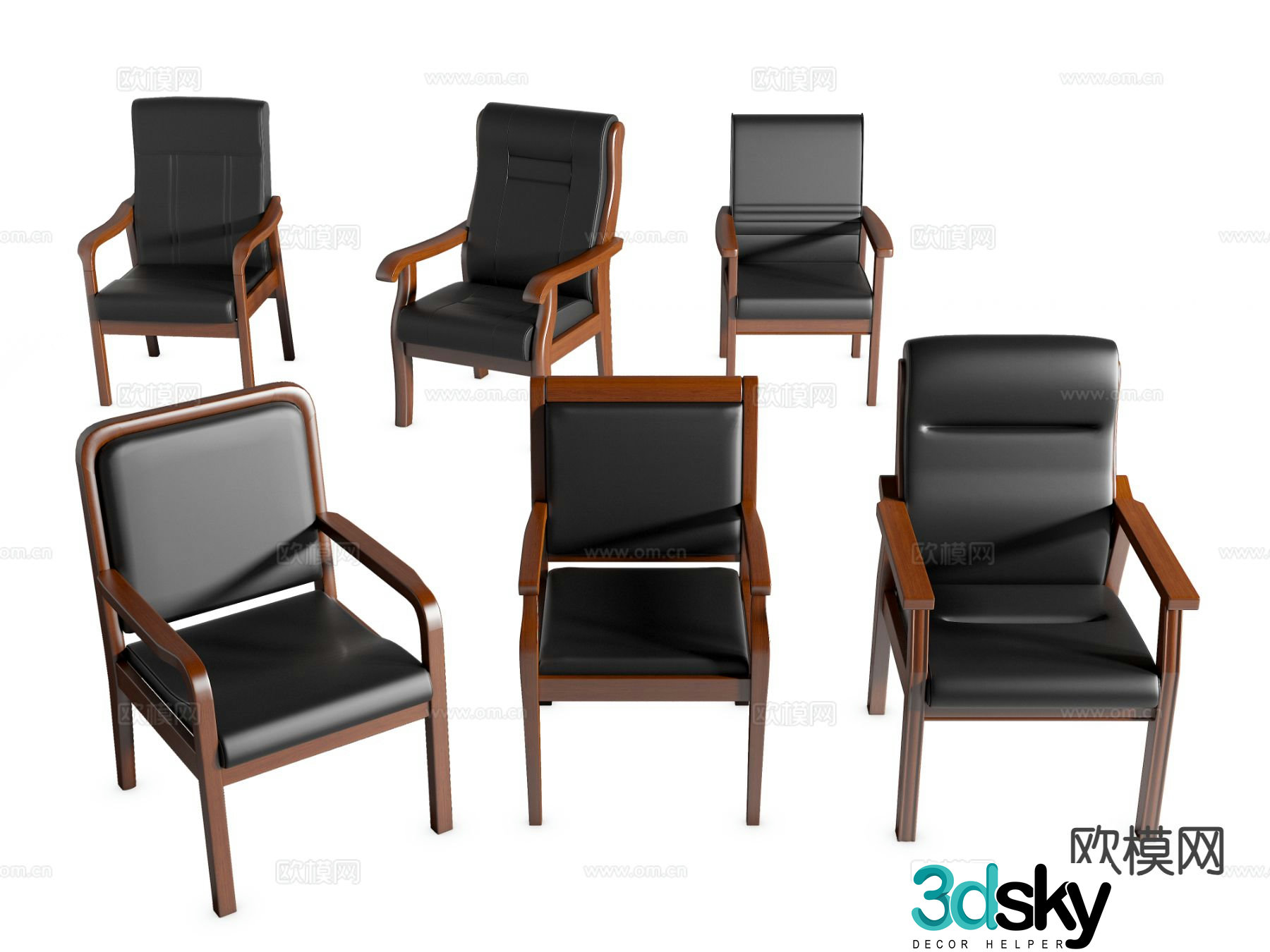 solid wood office chair 3d model