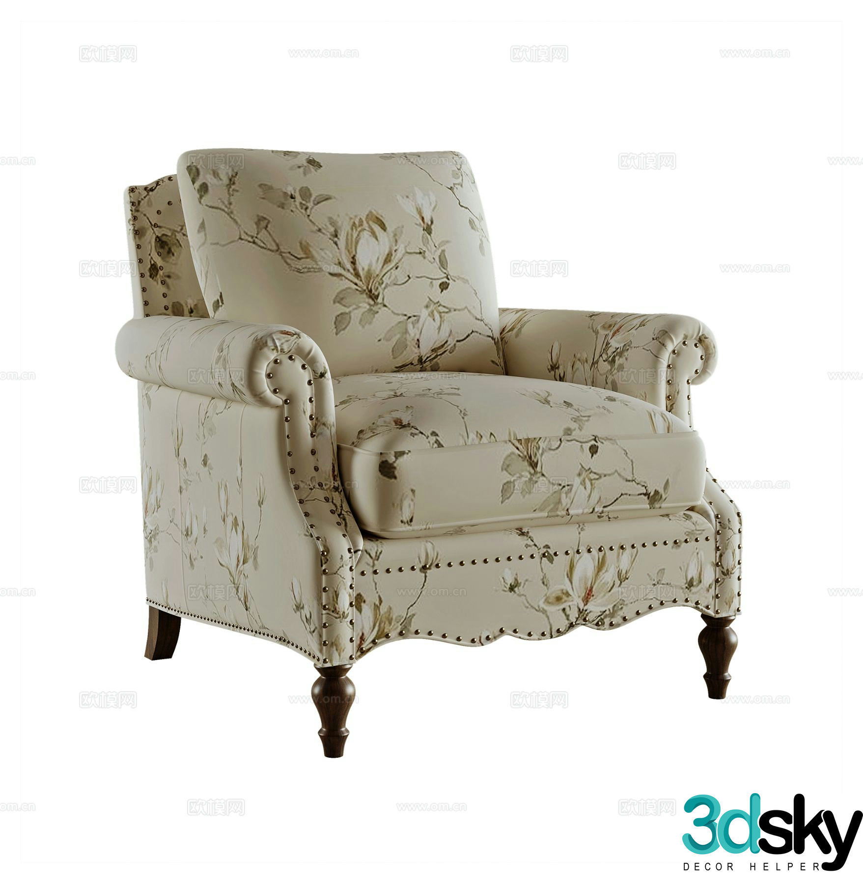 French single sofa leisure sofa 3d model