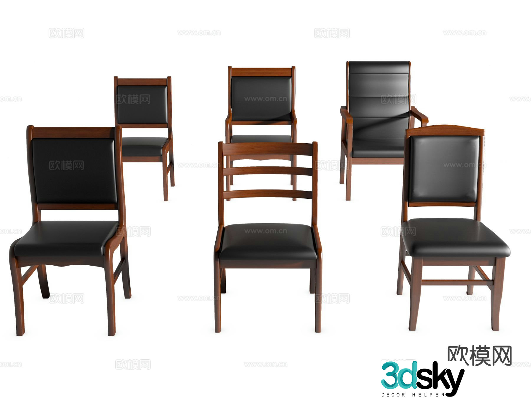 solid wood office chair 3d model