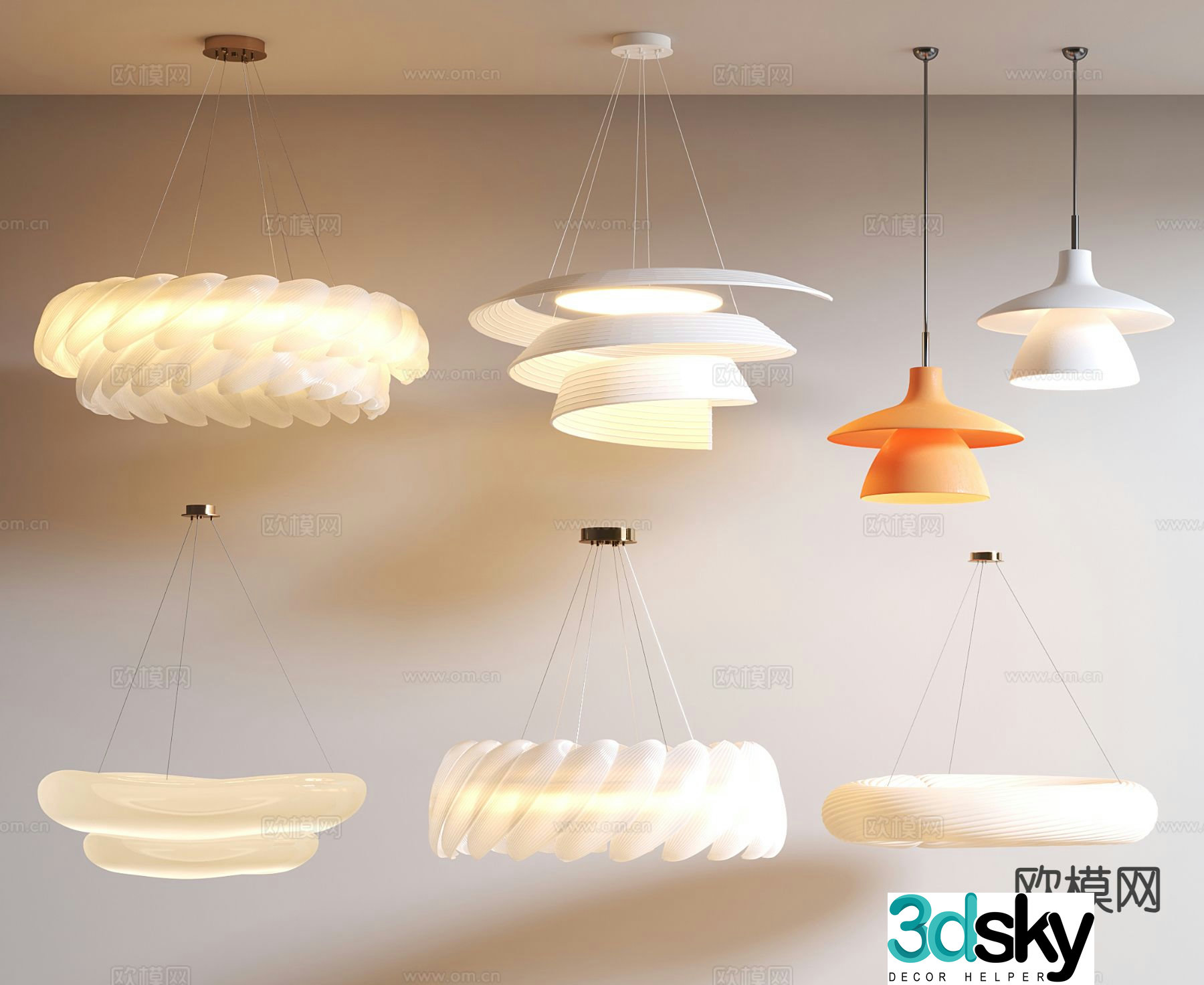 Cream style chandelier ring chandelier 3d model