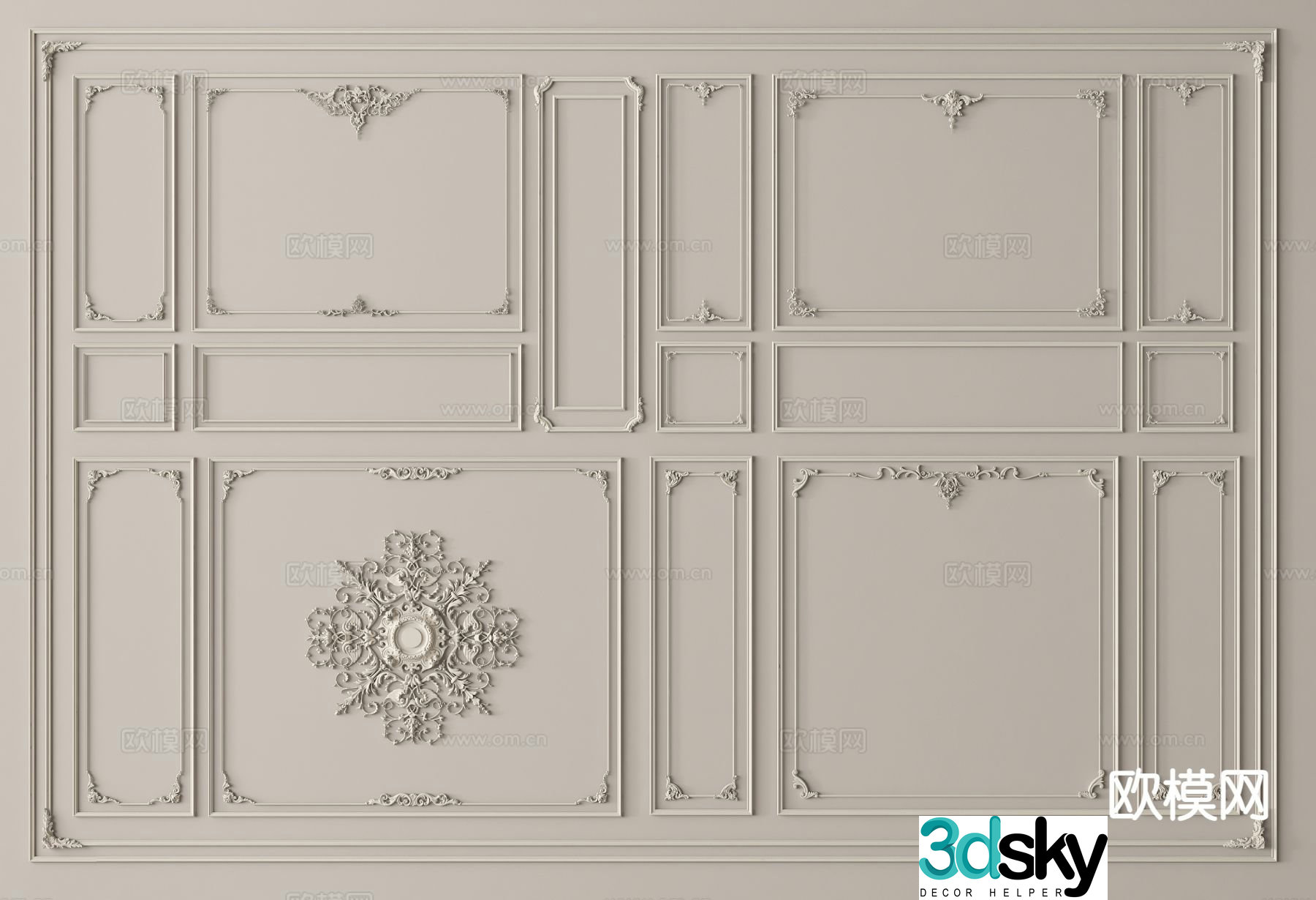 French gypsum line skirting ceiling corner line 3d model
