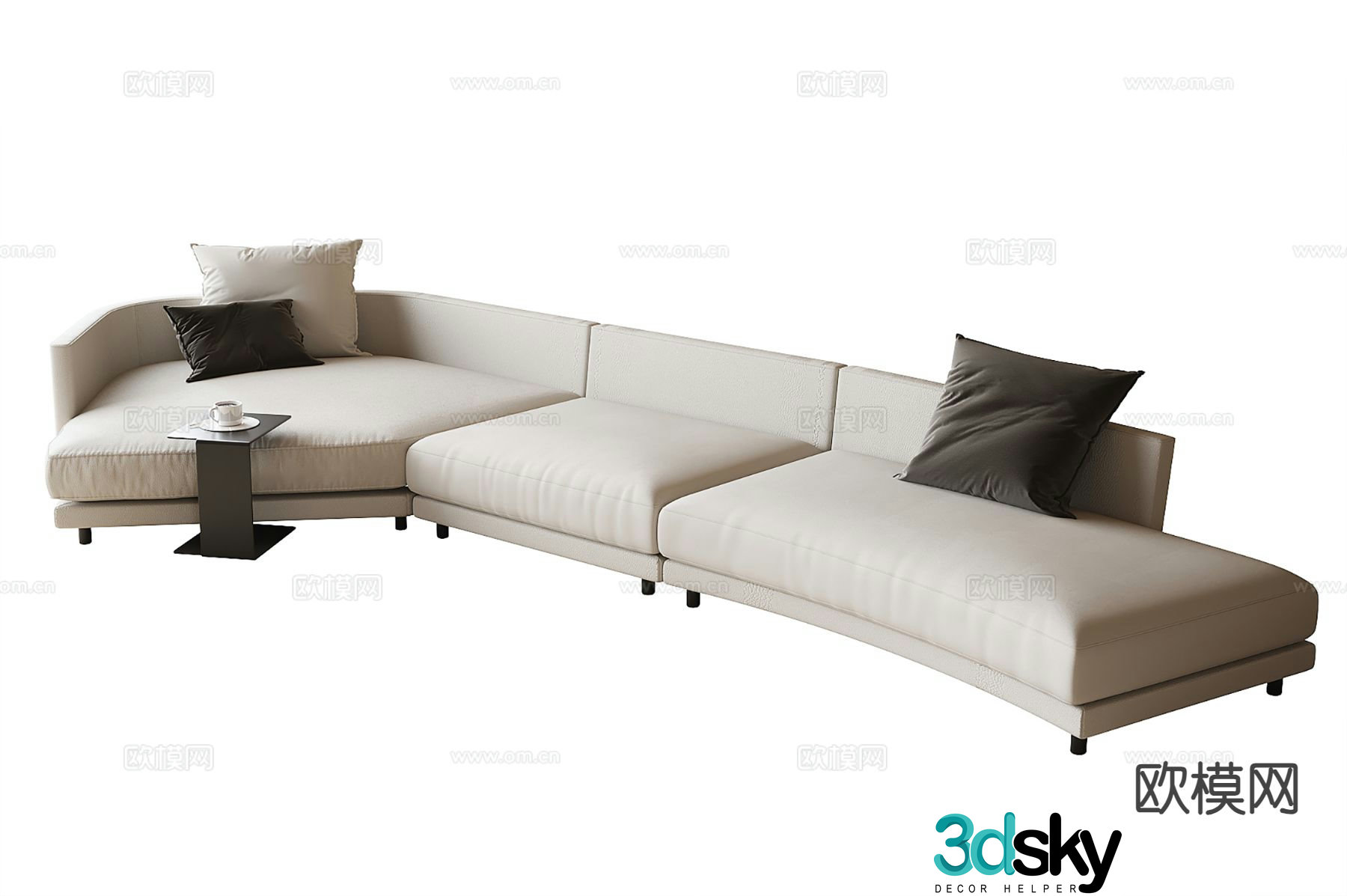 Modern multi-seat sofa curved sofa fabric sofa 3d model