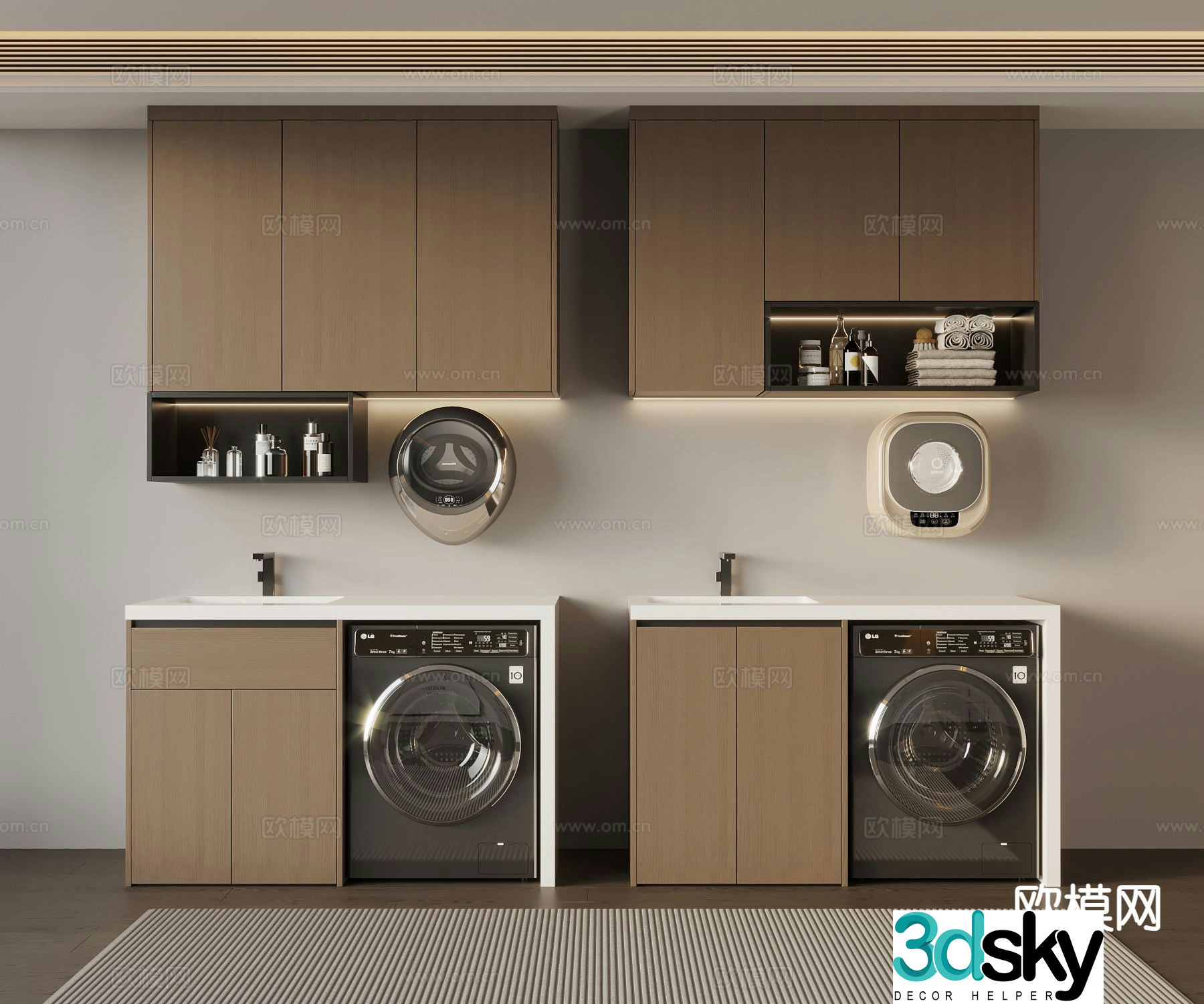 Italian washing machine cabinet balcony cabinet 3d model
