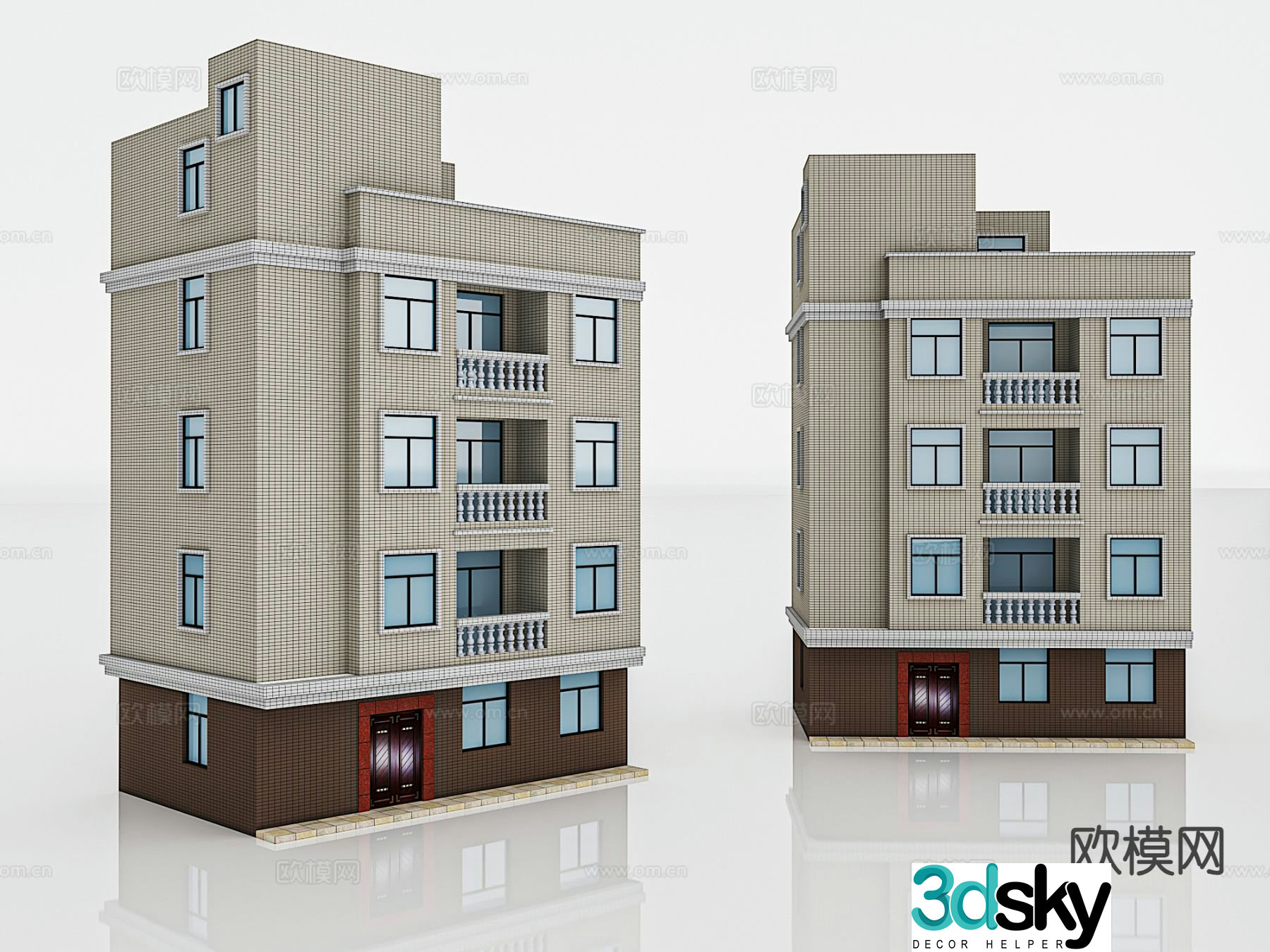 Multi-story residential building building private building single building 3D model