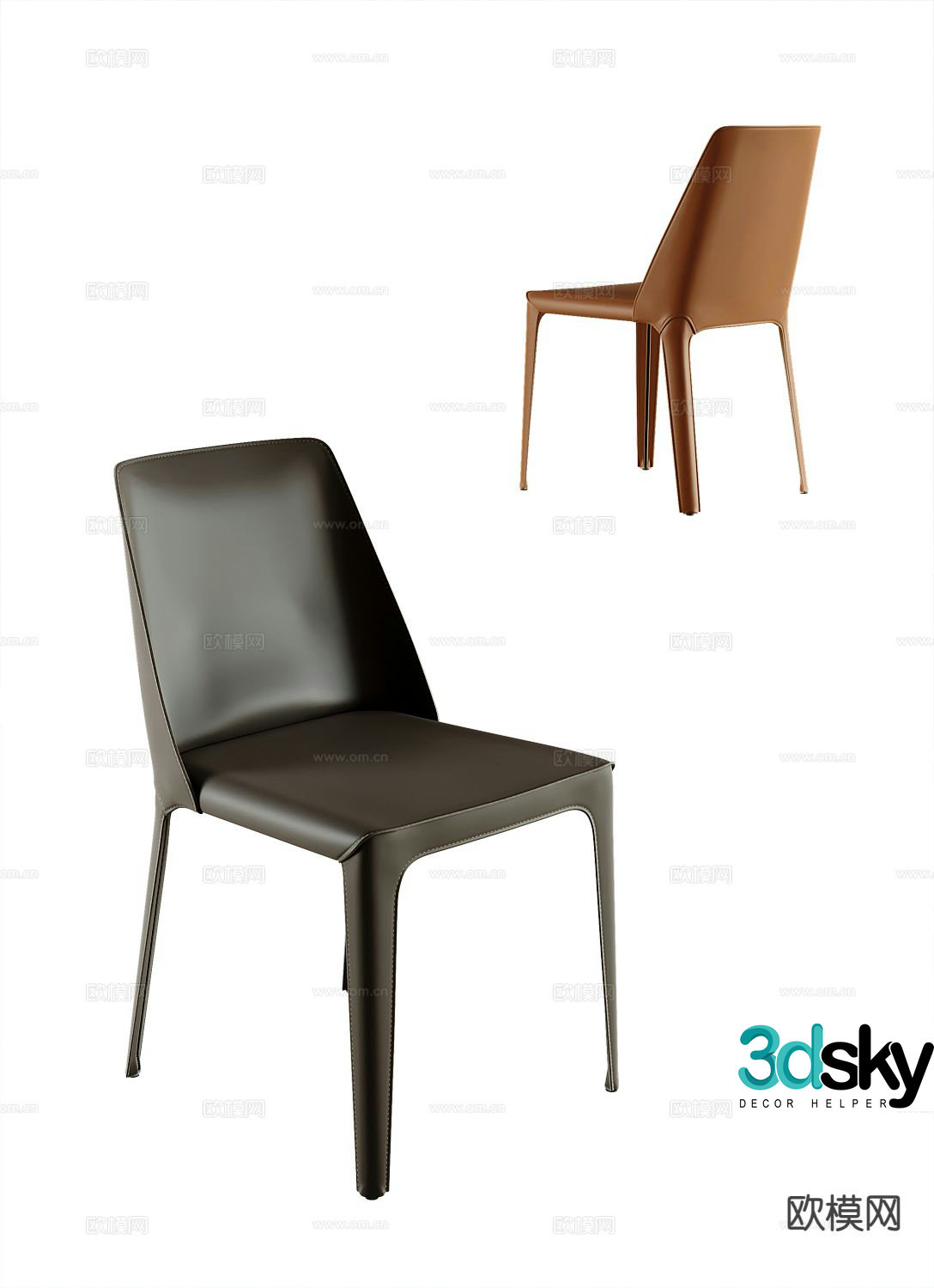 Italian style chair single chair dining chair 3d model