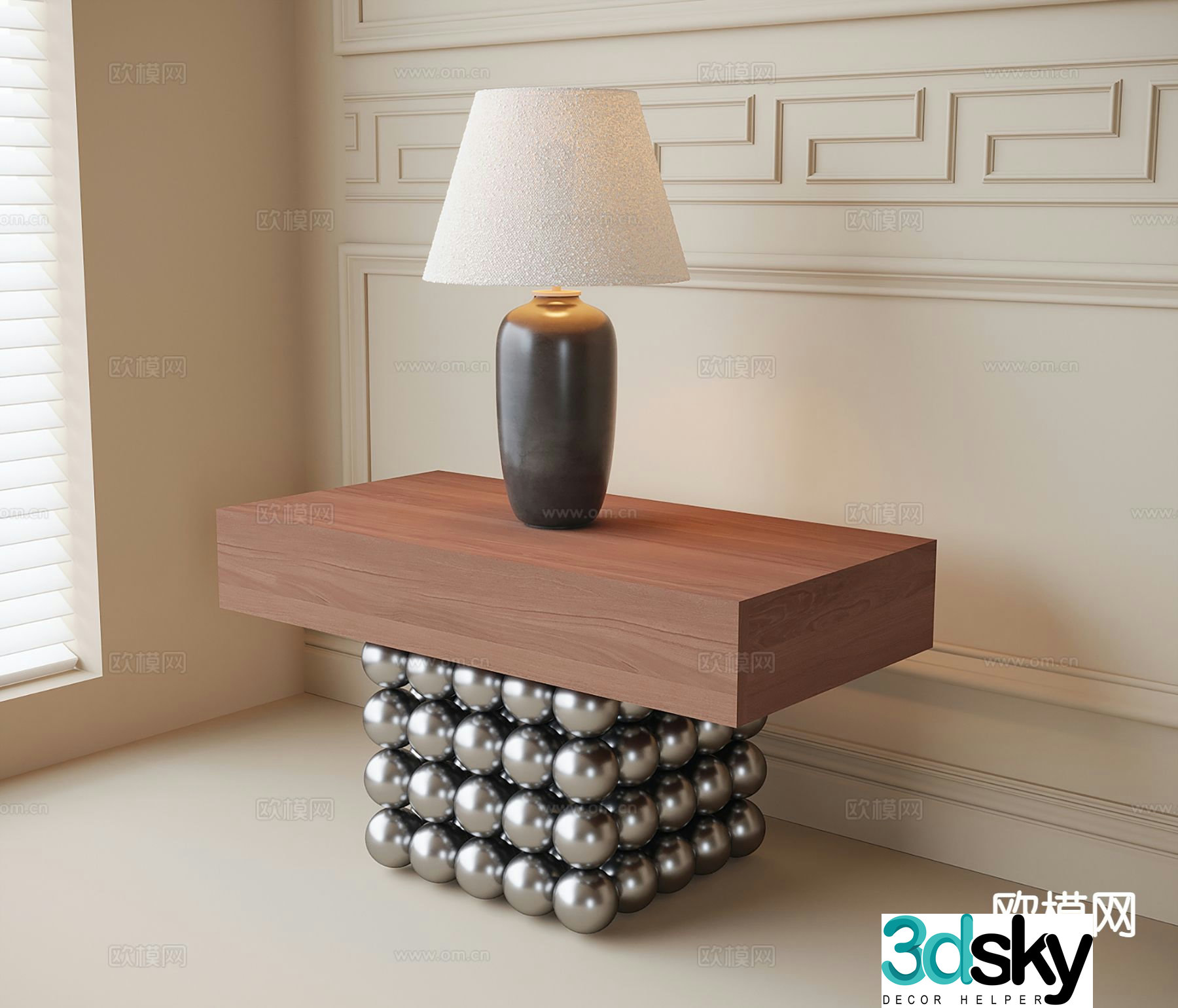 Medieval style bedside table lamp 3d model