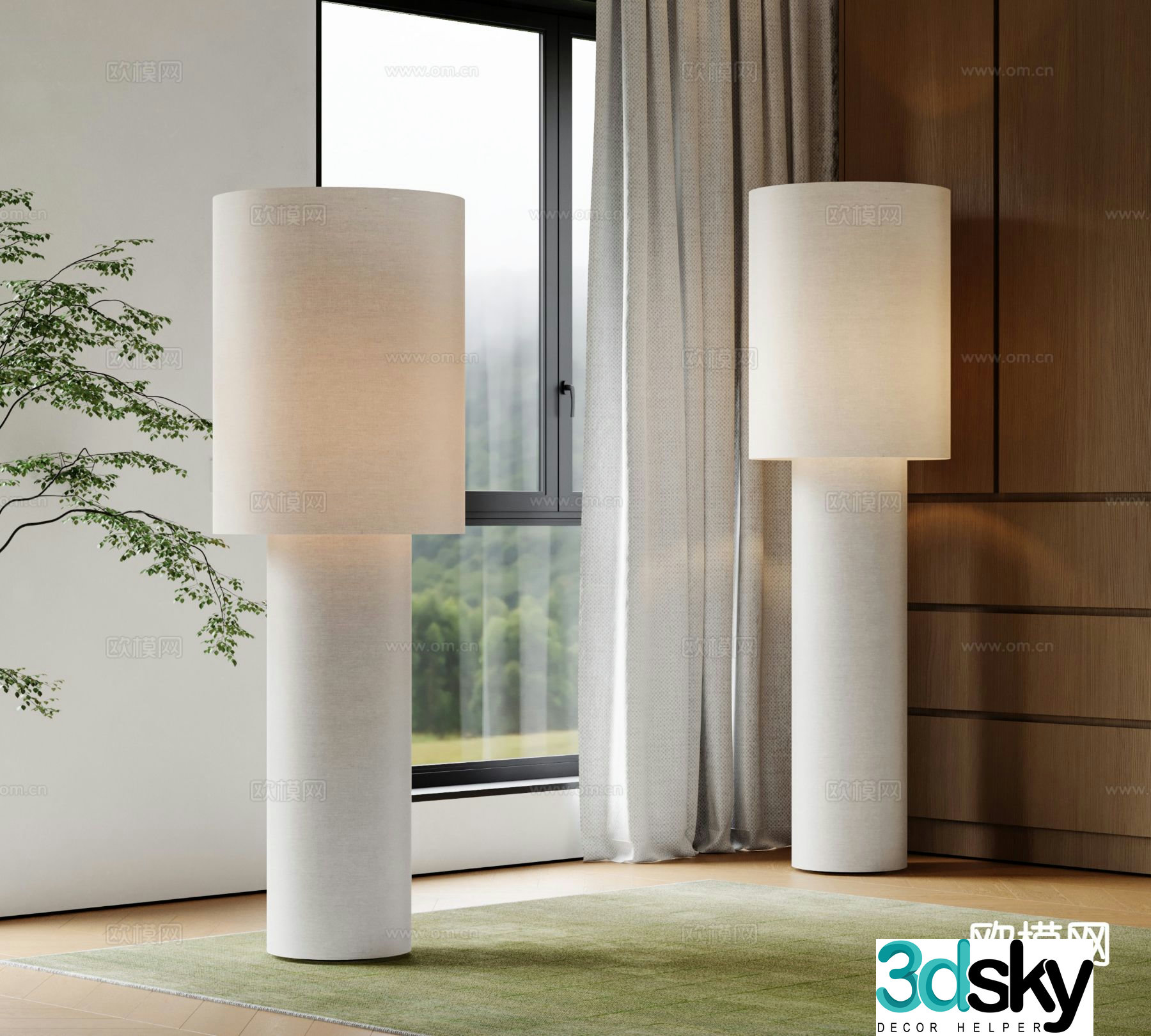Modern tubular floor lamp 3d model