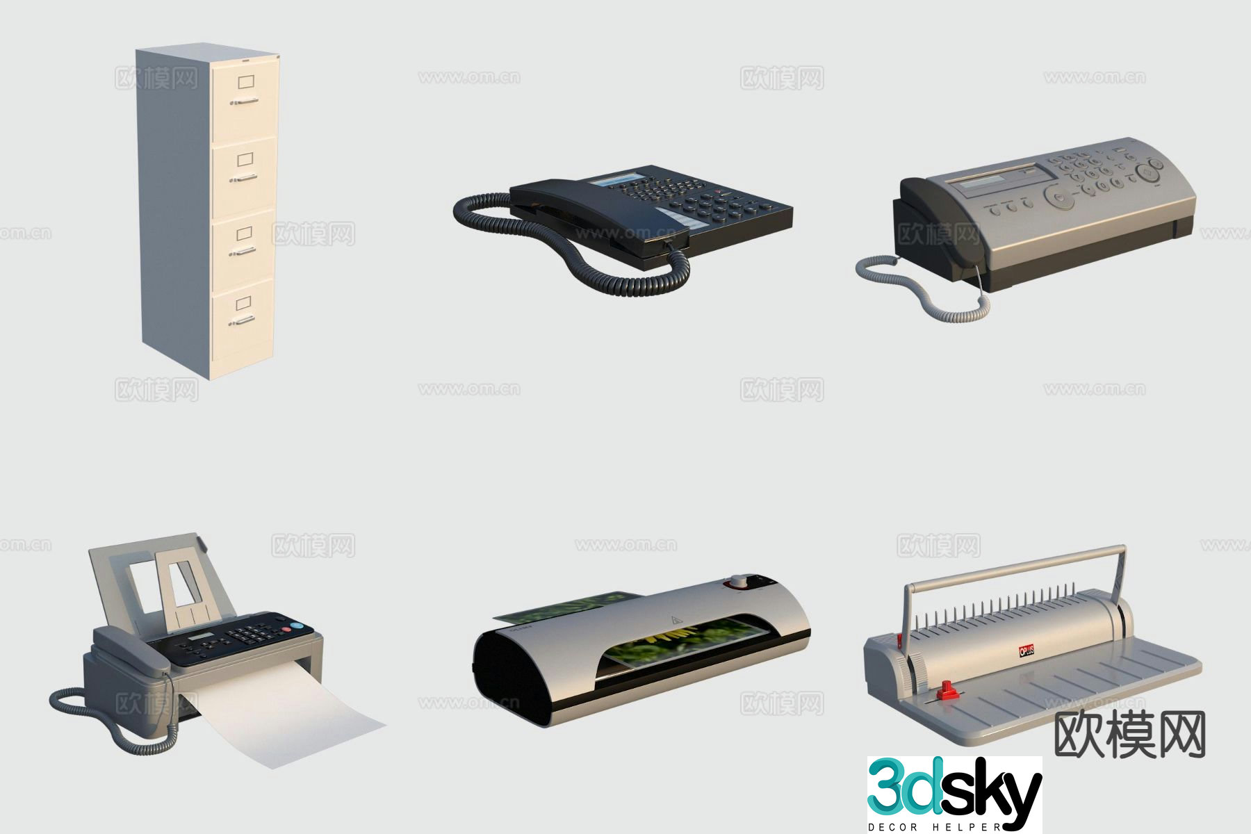 office equipment office equipment telephone printer fax machine 3d model