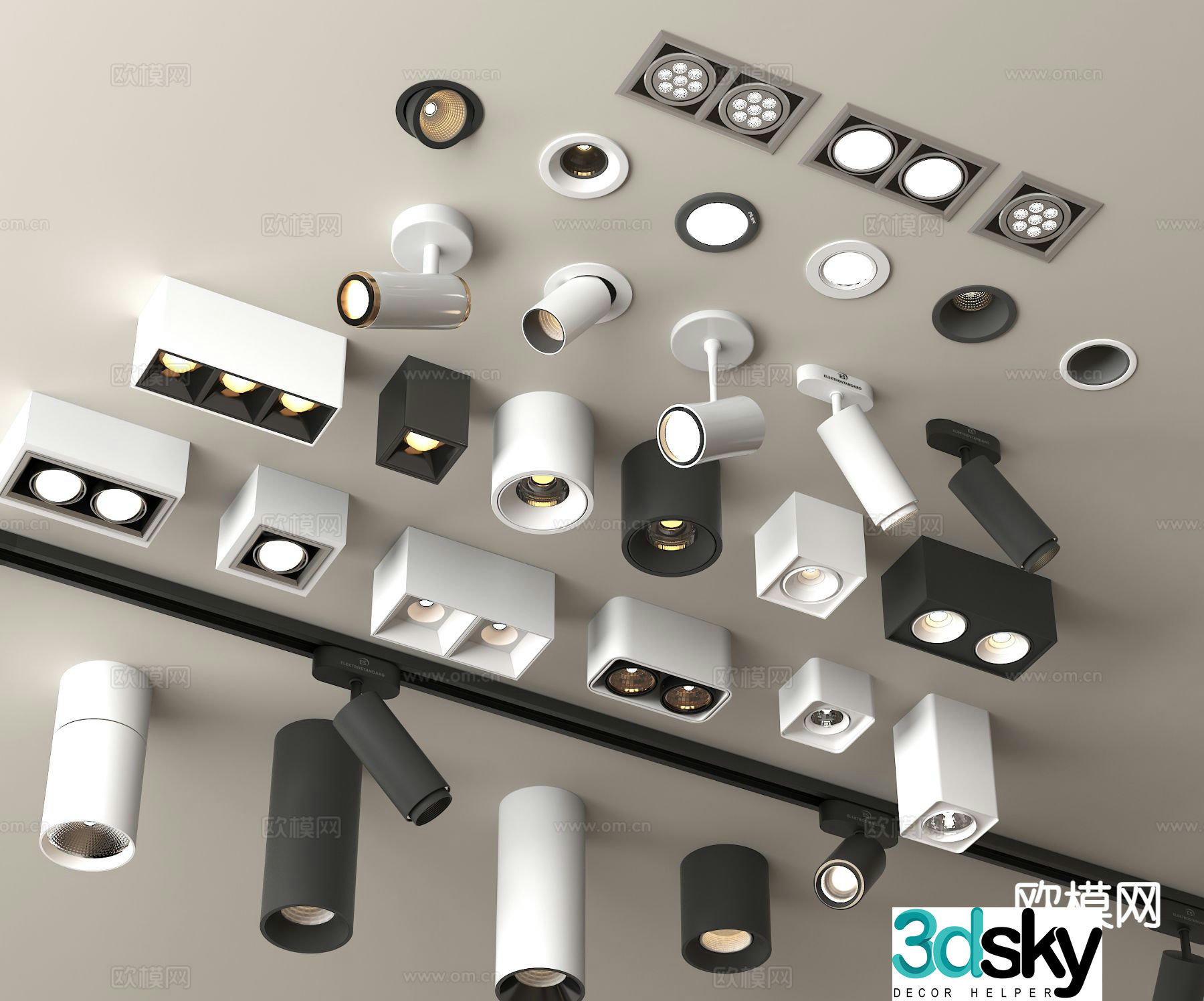Modern downlight spotlight surface-mounted downlight magnetic track light 3D model