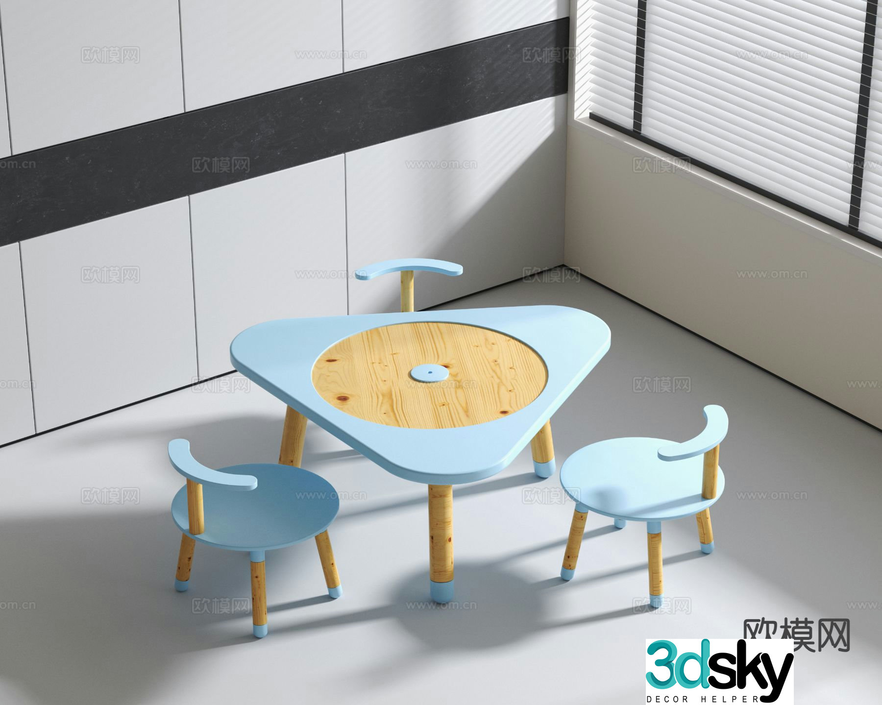 Modern children’s table and chair 3d model