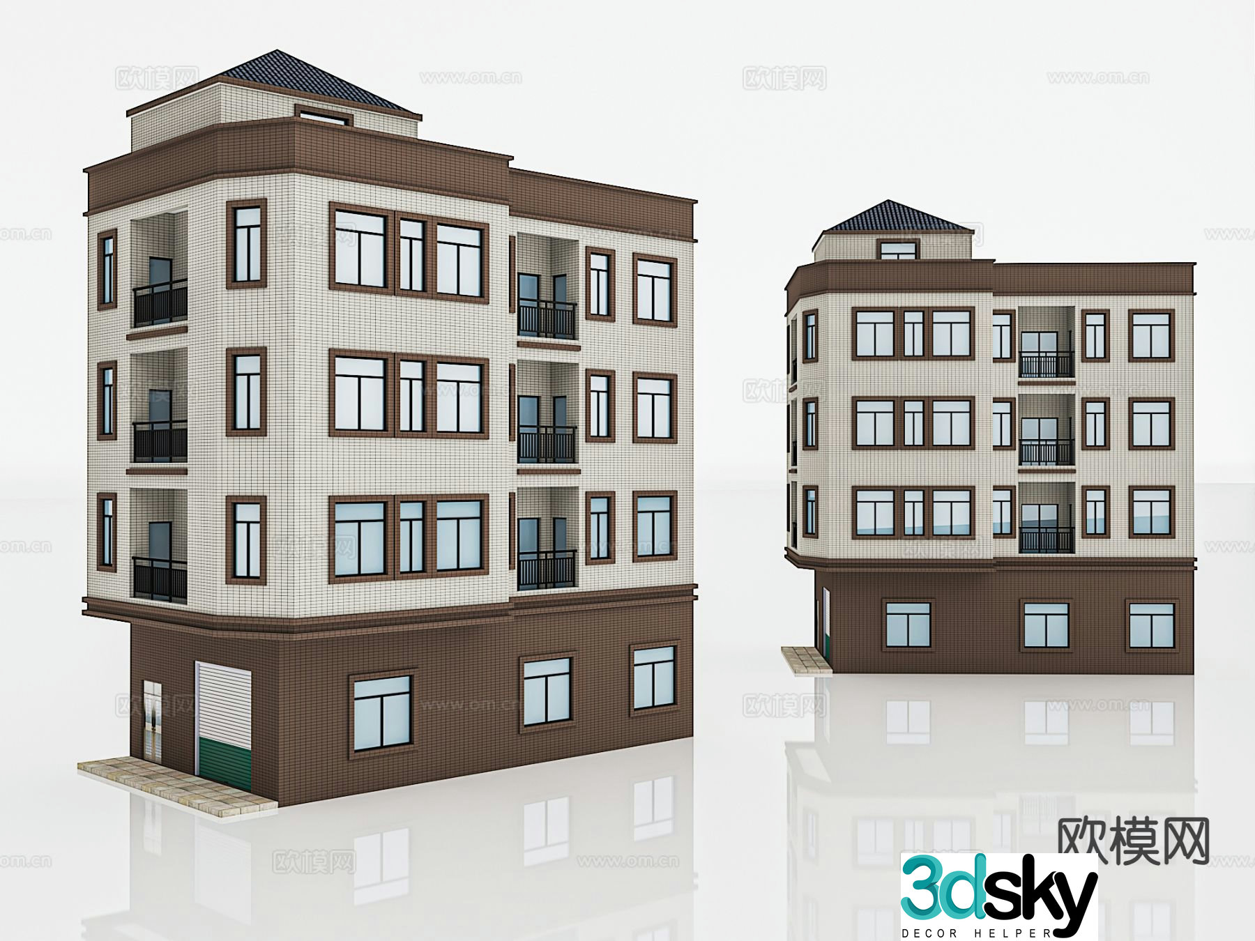 Multi-story residential building building house single building 3D model
