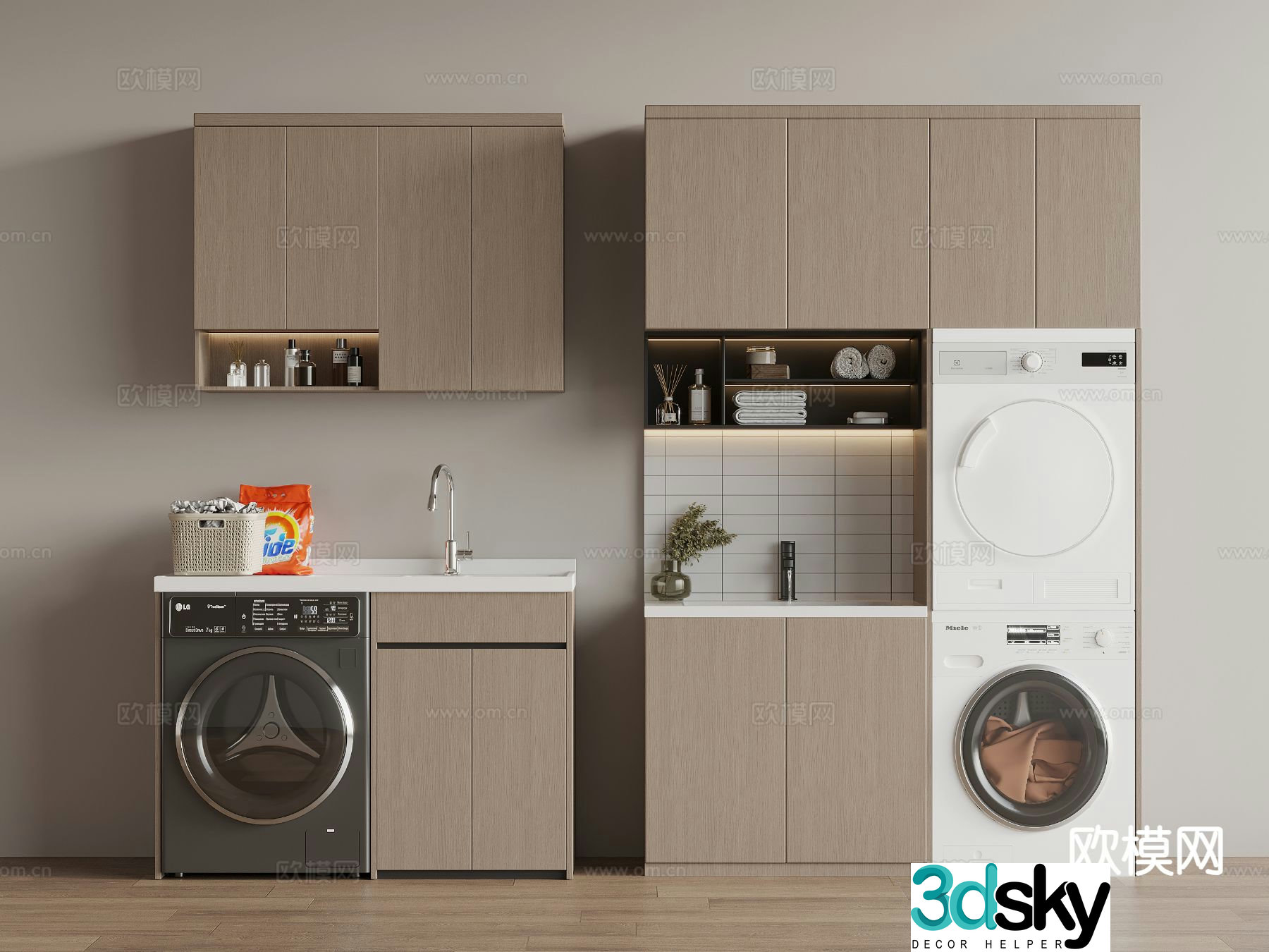 Modern washing machine cabinet balcony cabinet 3d model