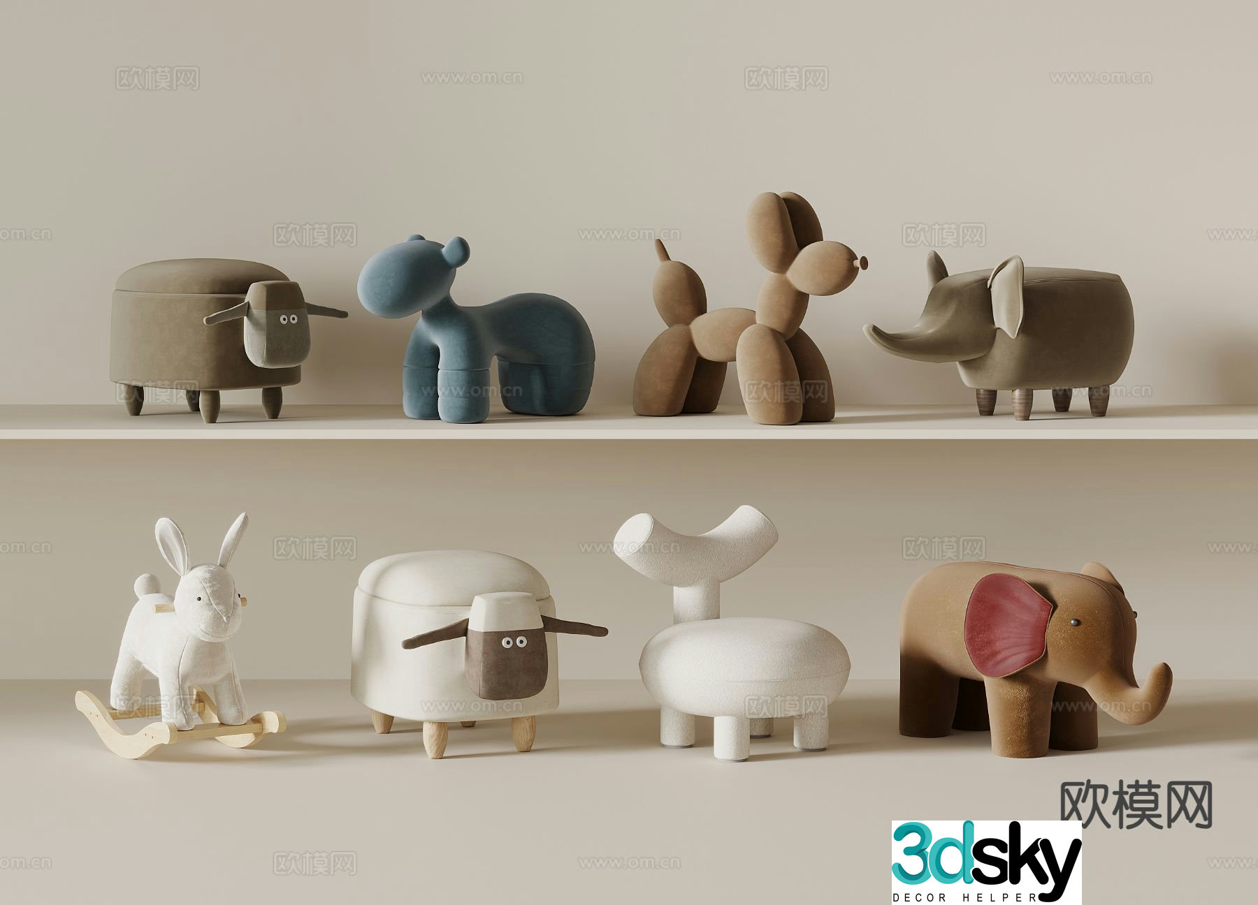 Modern children’s chair stool cartoon chair chair 3d model
