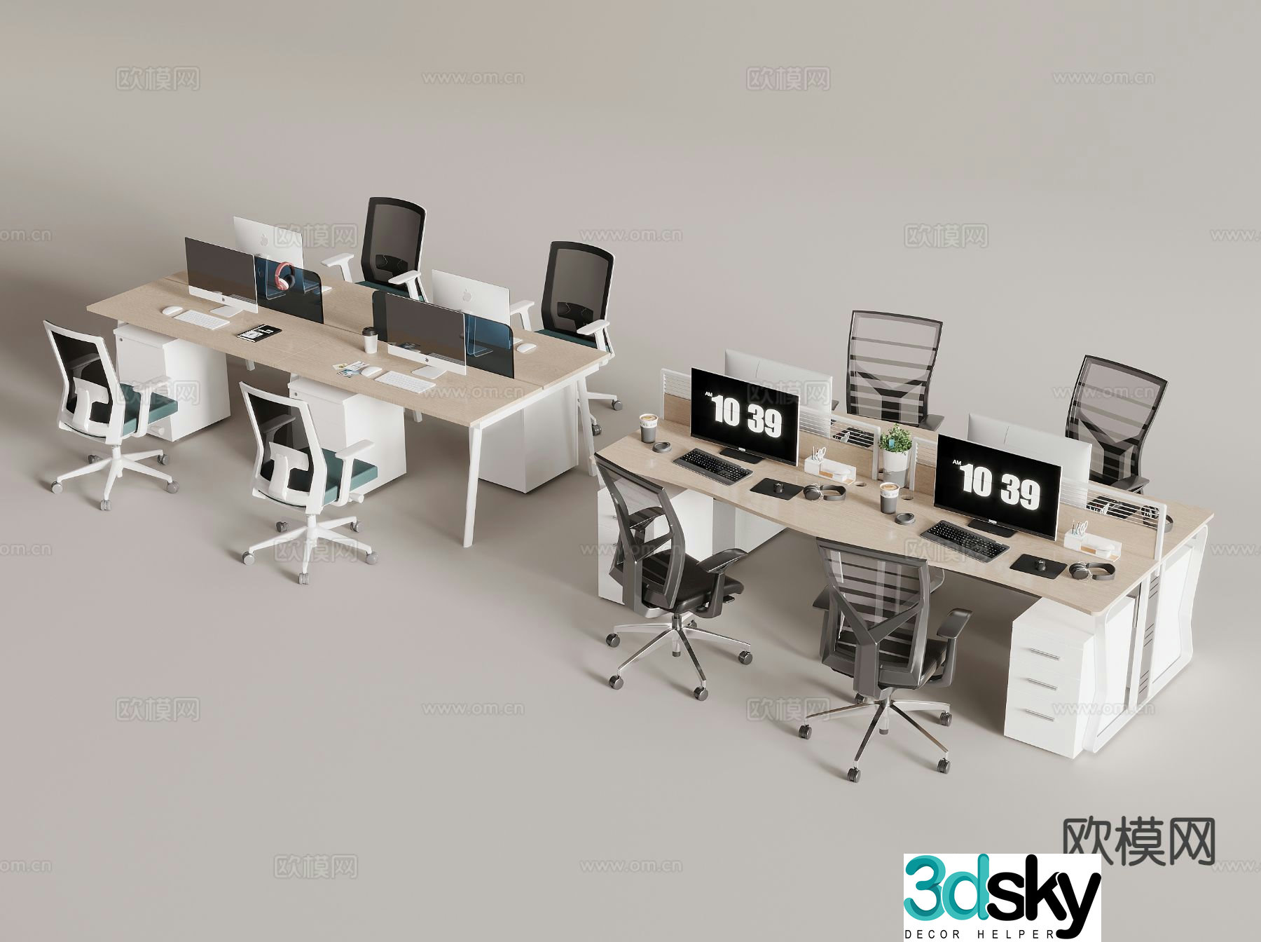 Modern office desk 3d model