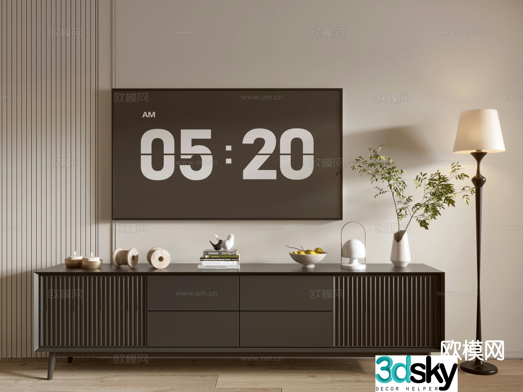 Modern black tv cabinet 3d model