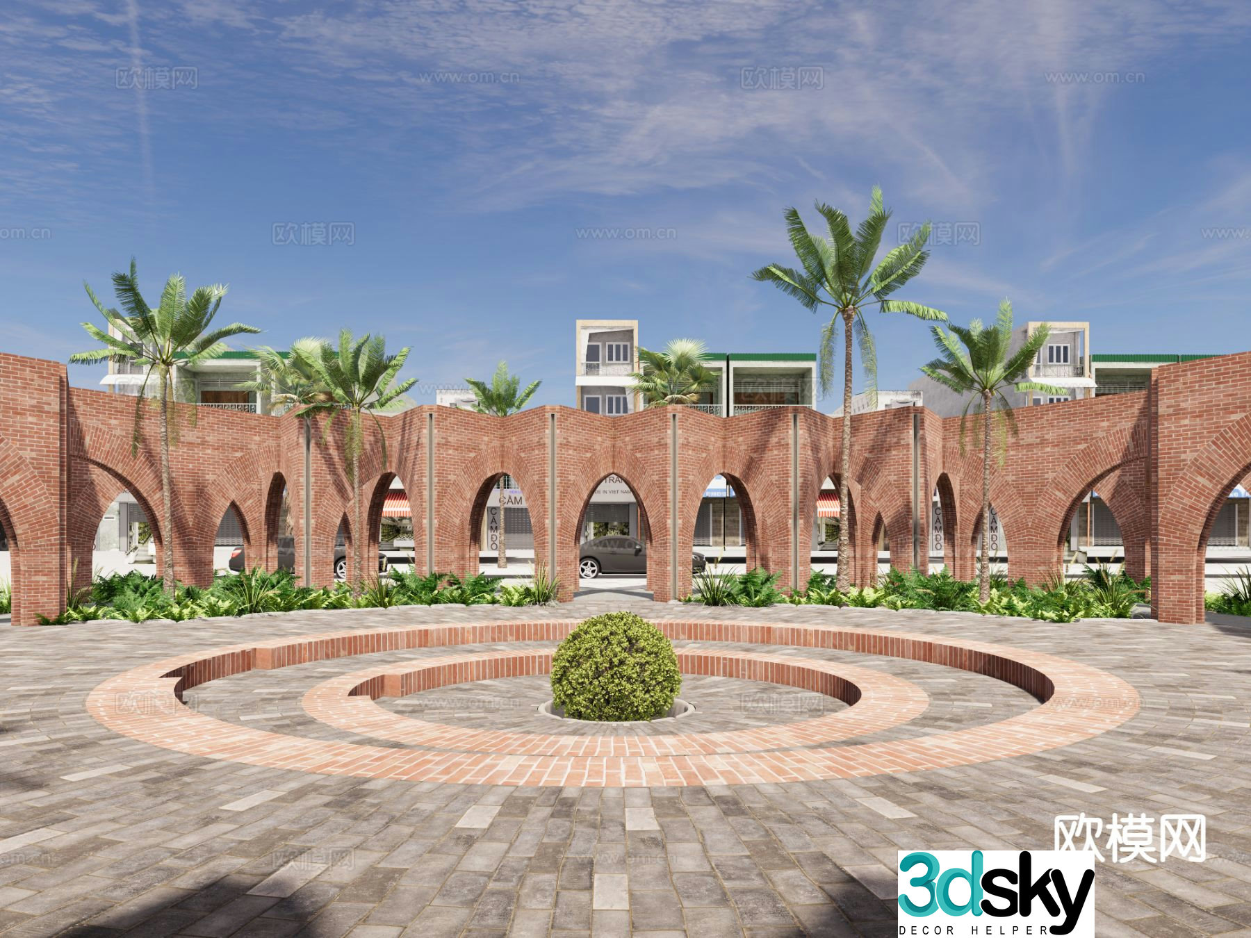 Modern pocket park mini park citizen park square park 3d model