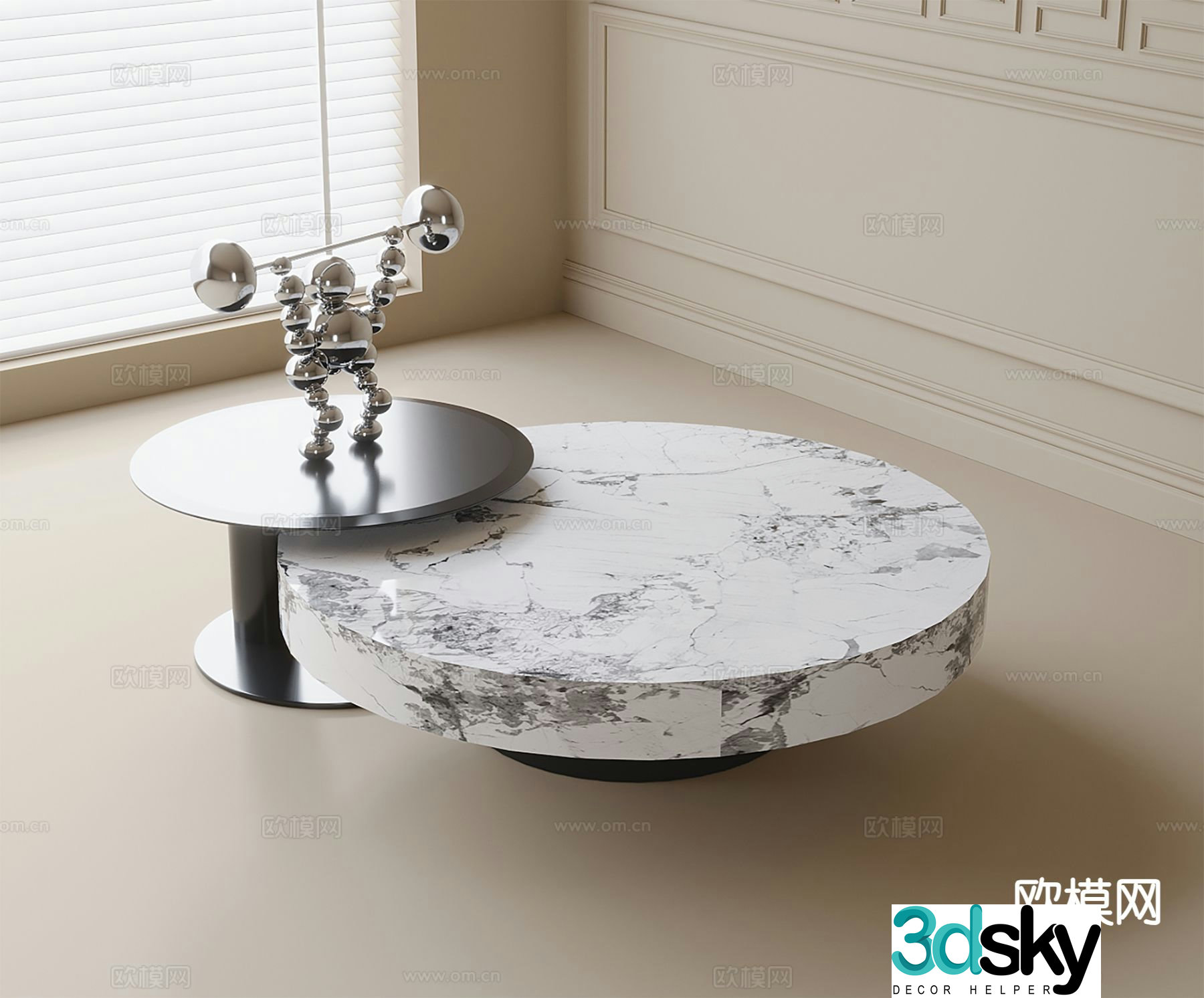 Modern double coffee table 3d model