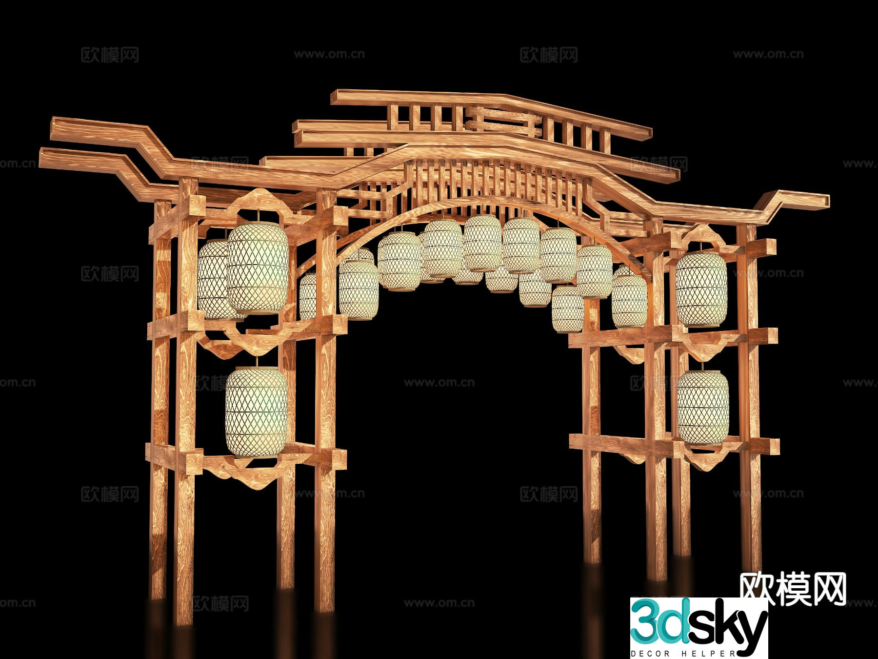 New Chinese style arch gate tower 3D model