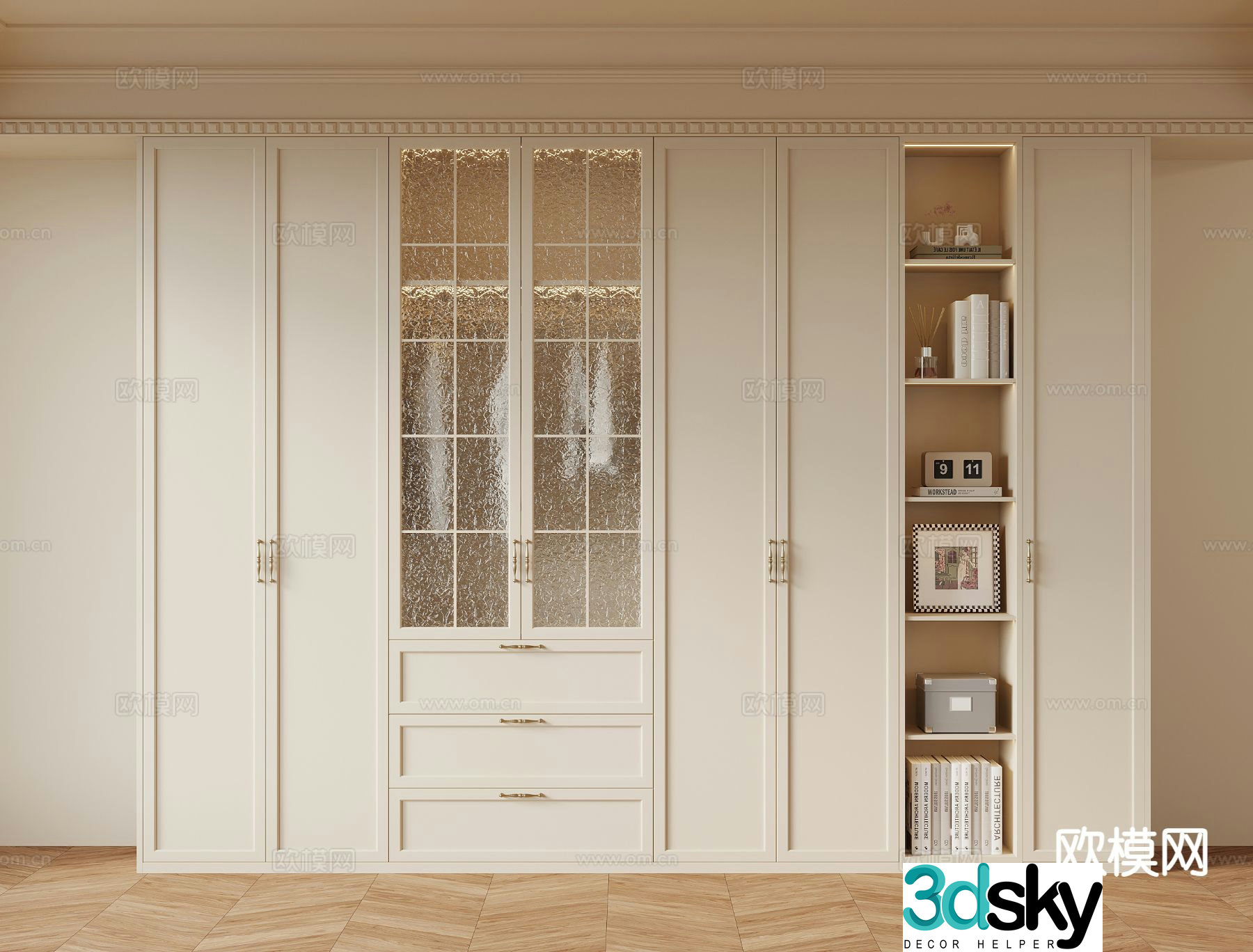 Cream Trench Wardrobe Wardrobe 3d Model
