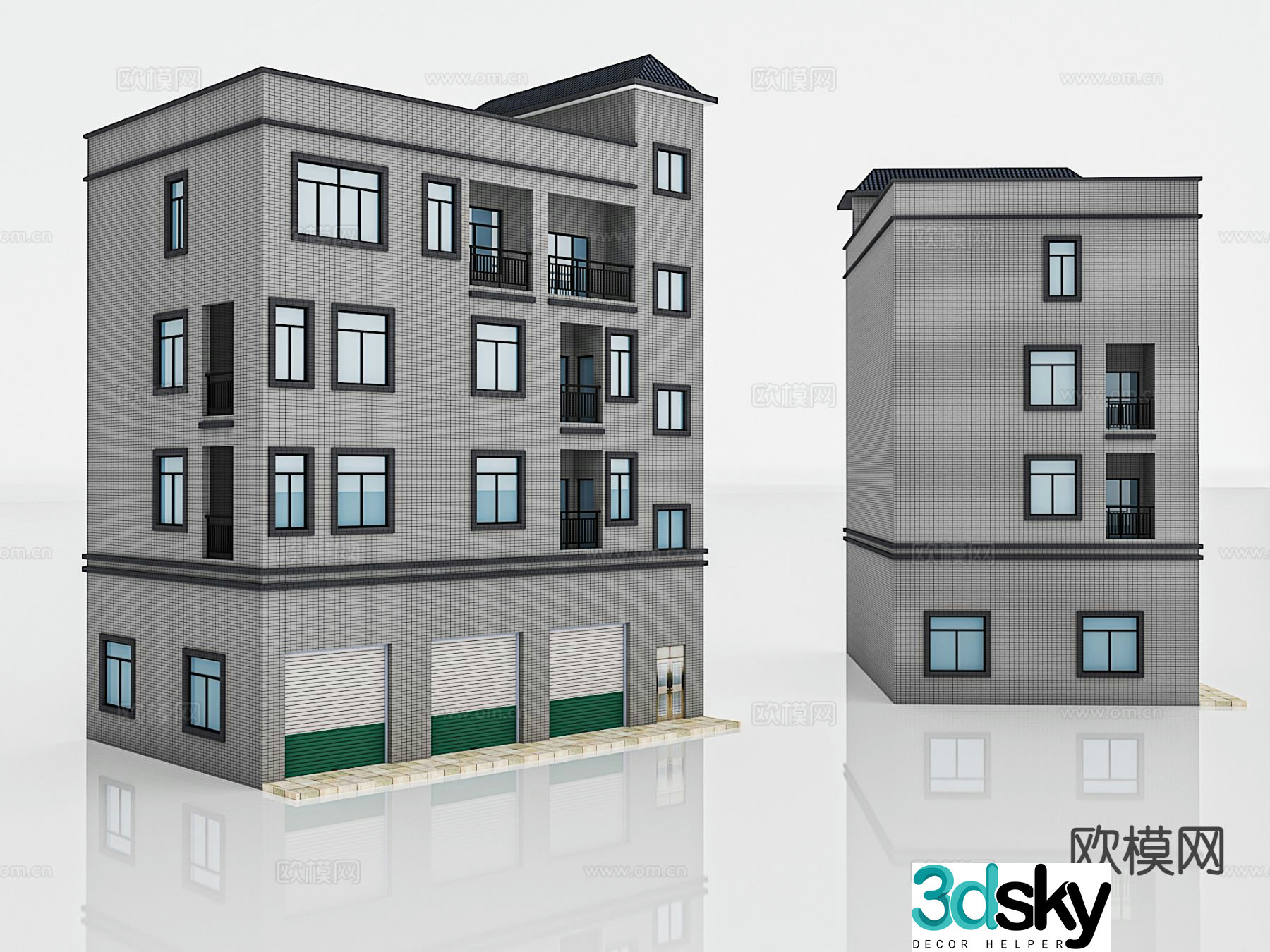 Multi-story residential building building house single building 3D model