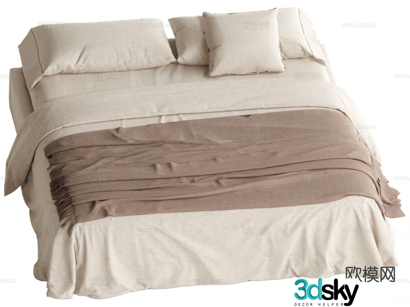 Wabi-sabi style double bed 3d model