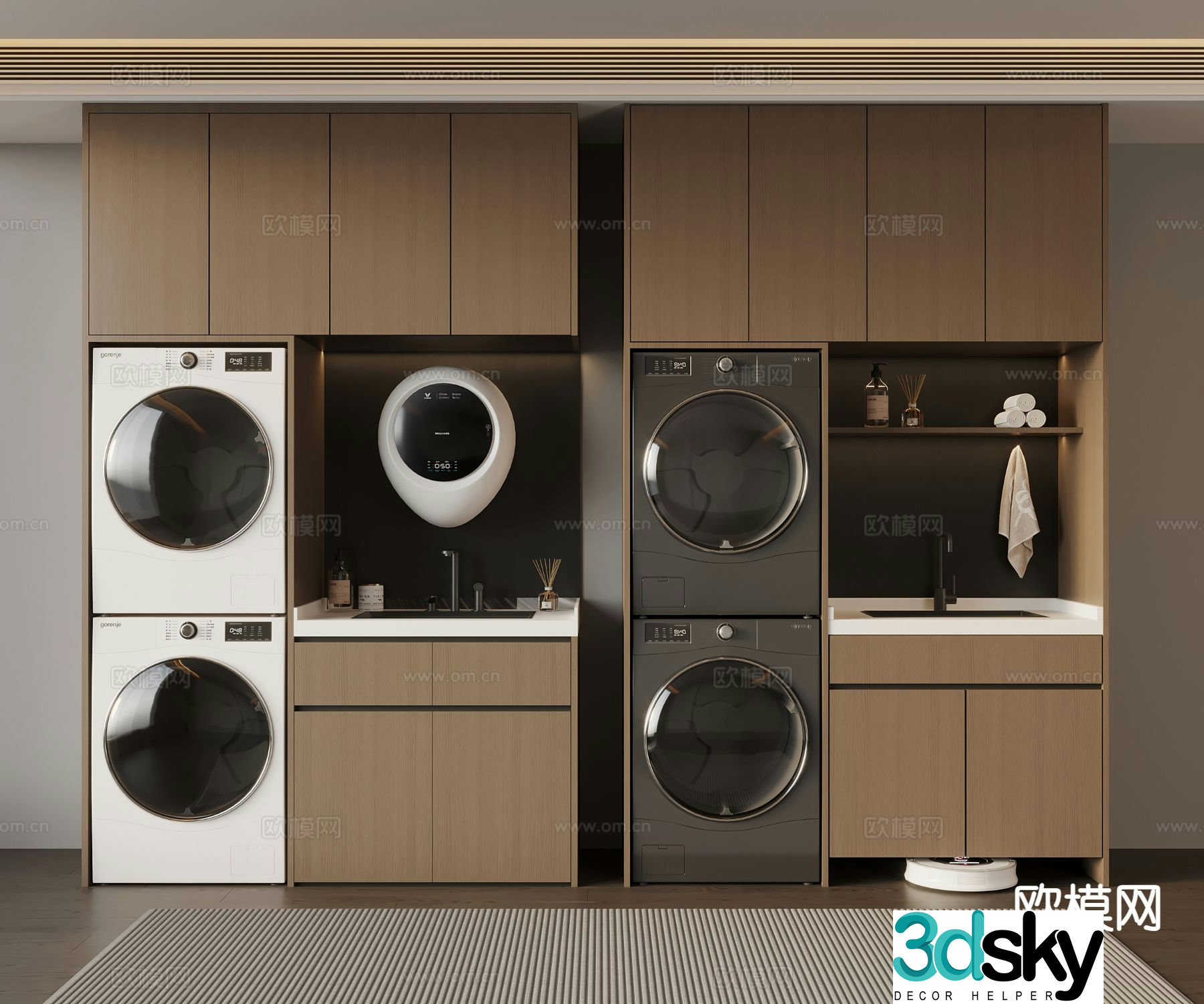 Italian washing machine cabinet balcony cabinet 3d model