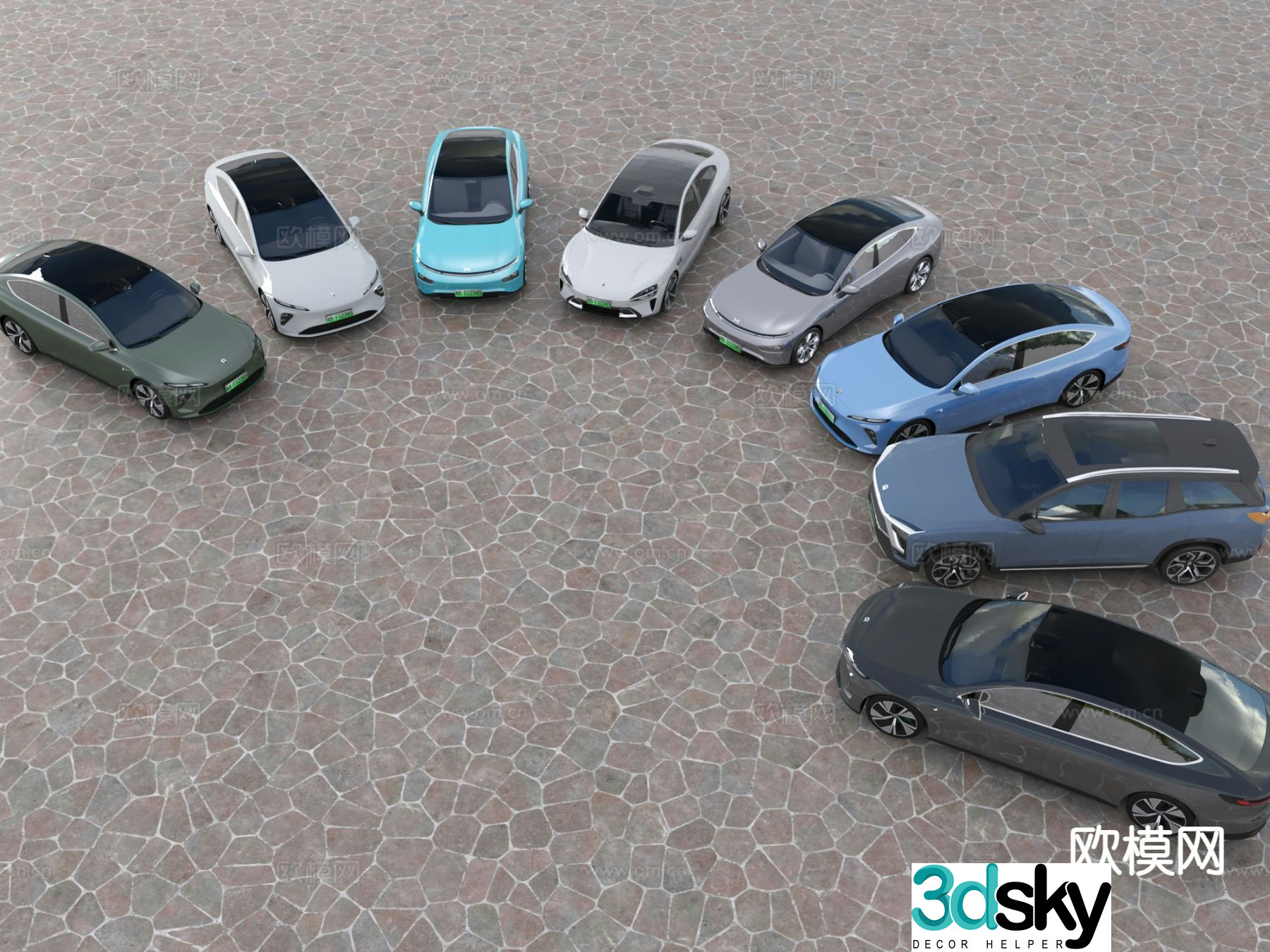 electric car new energy car xiaomi weilai tesla hybrid car 3d model
