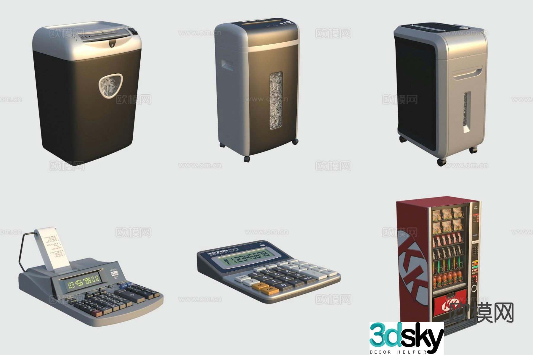 Office equipment electrical appliances paper shredder receipt machine vending machine computer 3d model